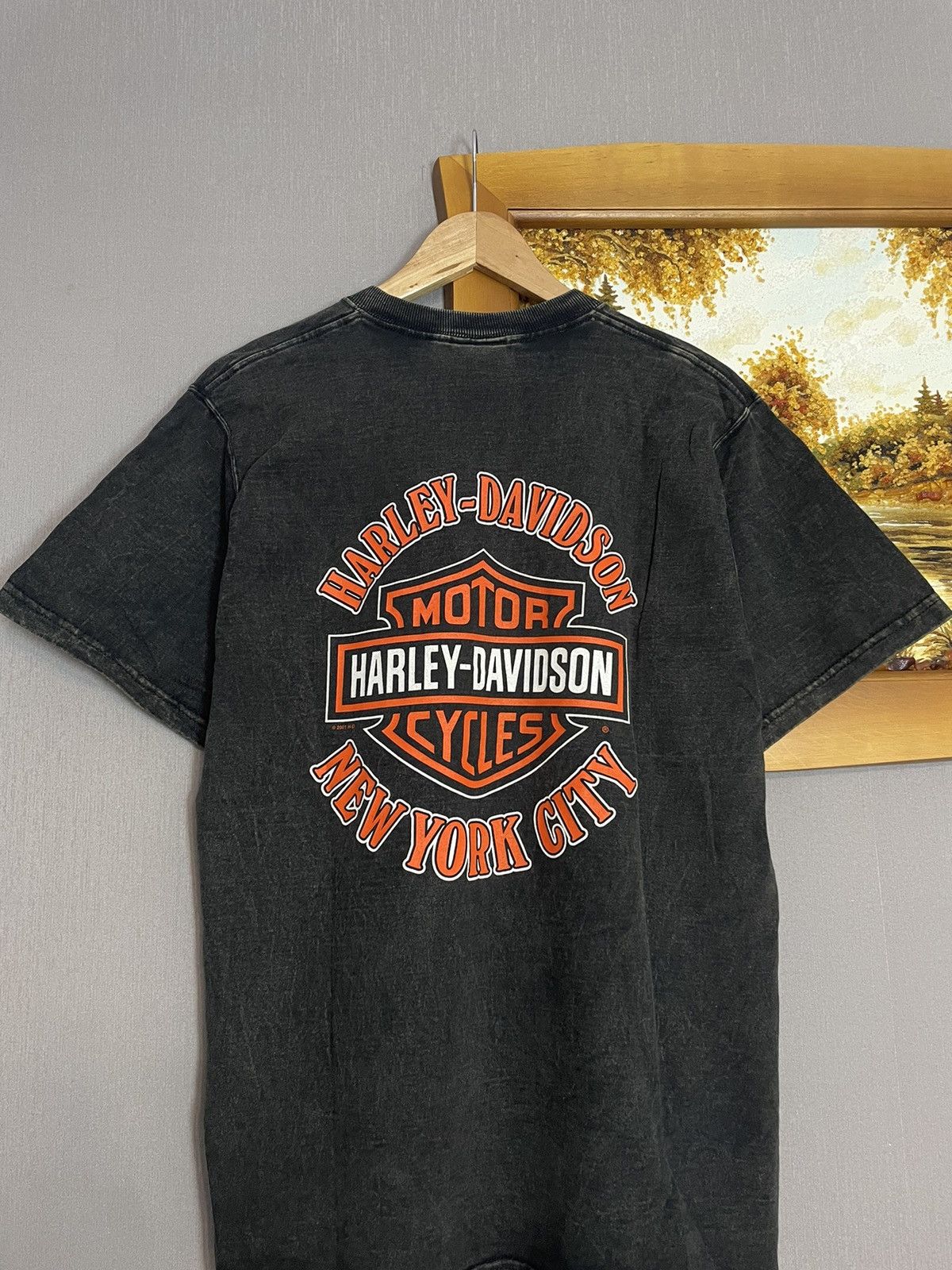 Harley Davidson × Vintage Vintage 2001 Harley Davidson New York City Washed T-shirt Size US M / EU 48-50 / 2 - 2 Thumbnail