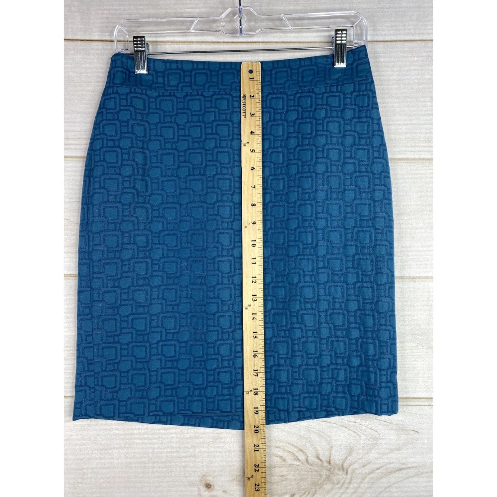 Ann Taylor Ann Taylor Loft Skirt Womens 2 Petite Blue Printed Mini Straight Pencil Lined Skirt - 2P Petites Blue Geometric Zipper Lined Casual Classic Short Size 26" / US 2 / IT 38 - 5 Thumbnail
