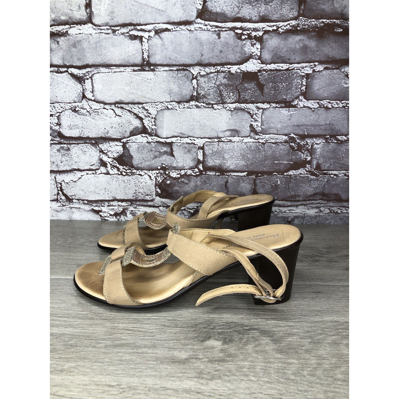 Other Mercante Di Fiori Tan Leather Ankle Strap Heel Sandals Women Size US 7.5 / IT 37.5 - 6 Thumbnail