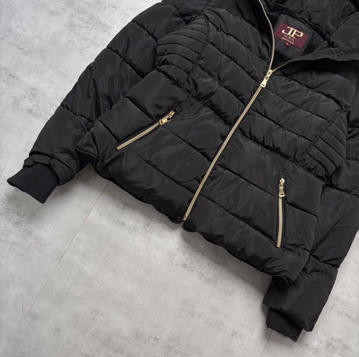 Other Y2K Black JP USA Grunge Faux Fur Hooded Puffer Jacket Size M / US 6-8 / IT 42-44 - 3 Thumbnail