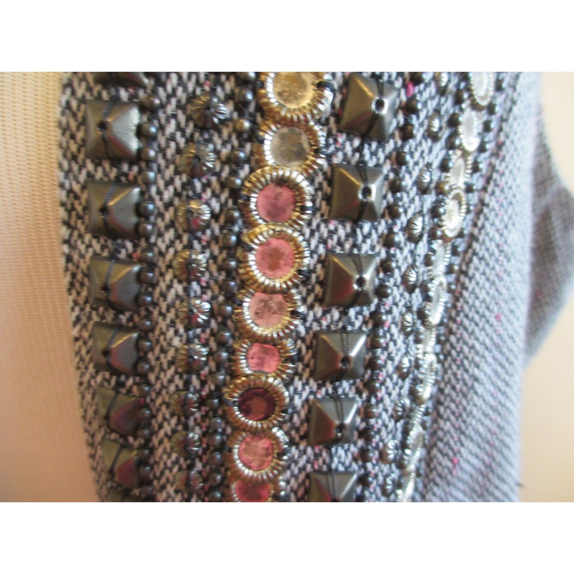 Chicos Chicos Travelers Gray Beaded Embellished Open Front Vest Siz Size M / US 6-8 / IT 42-44 - 4 Thumbnail