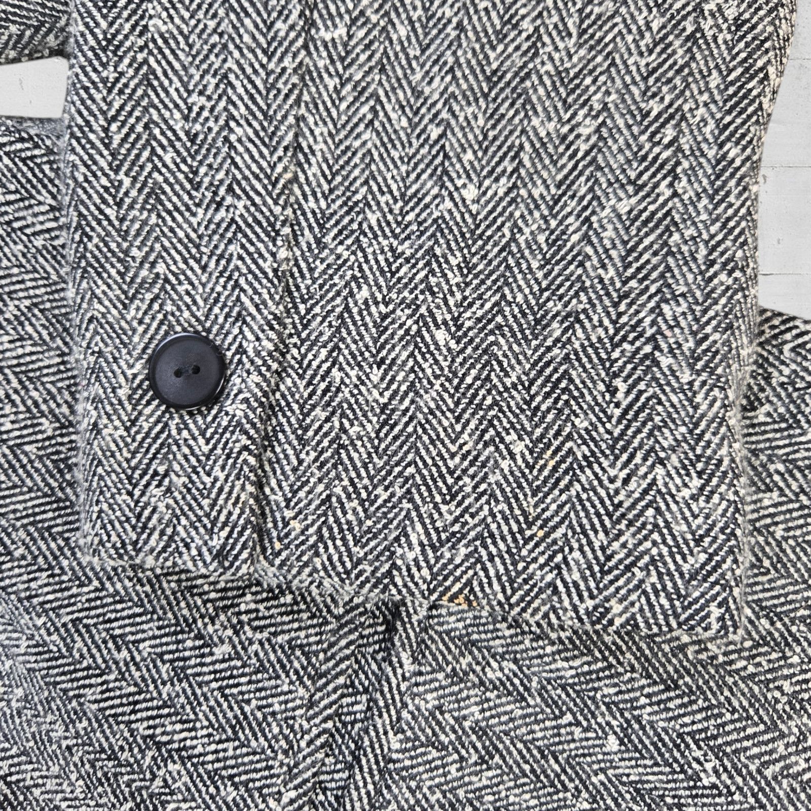 Vintage 90s Vintage Gray Black Tweed Herringbone Blazer Size 6 Size M / US 6-8 / IT 42-44 - 4 Thumbnail