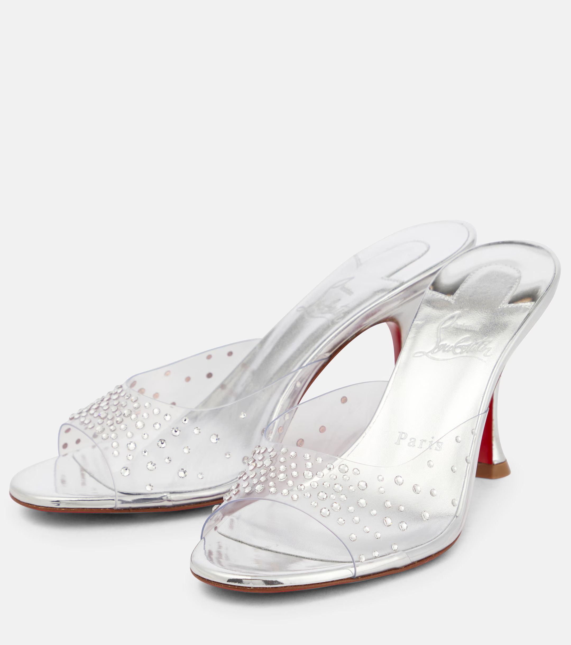 Christian Louboutin o1w1db10725 Mules in Silver Size US 5 / IT 35 - 1 Thumbnail