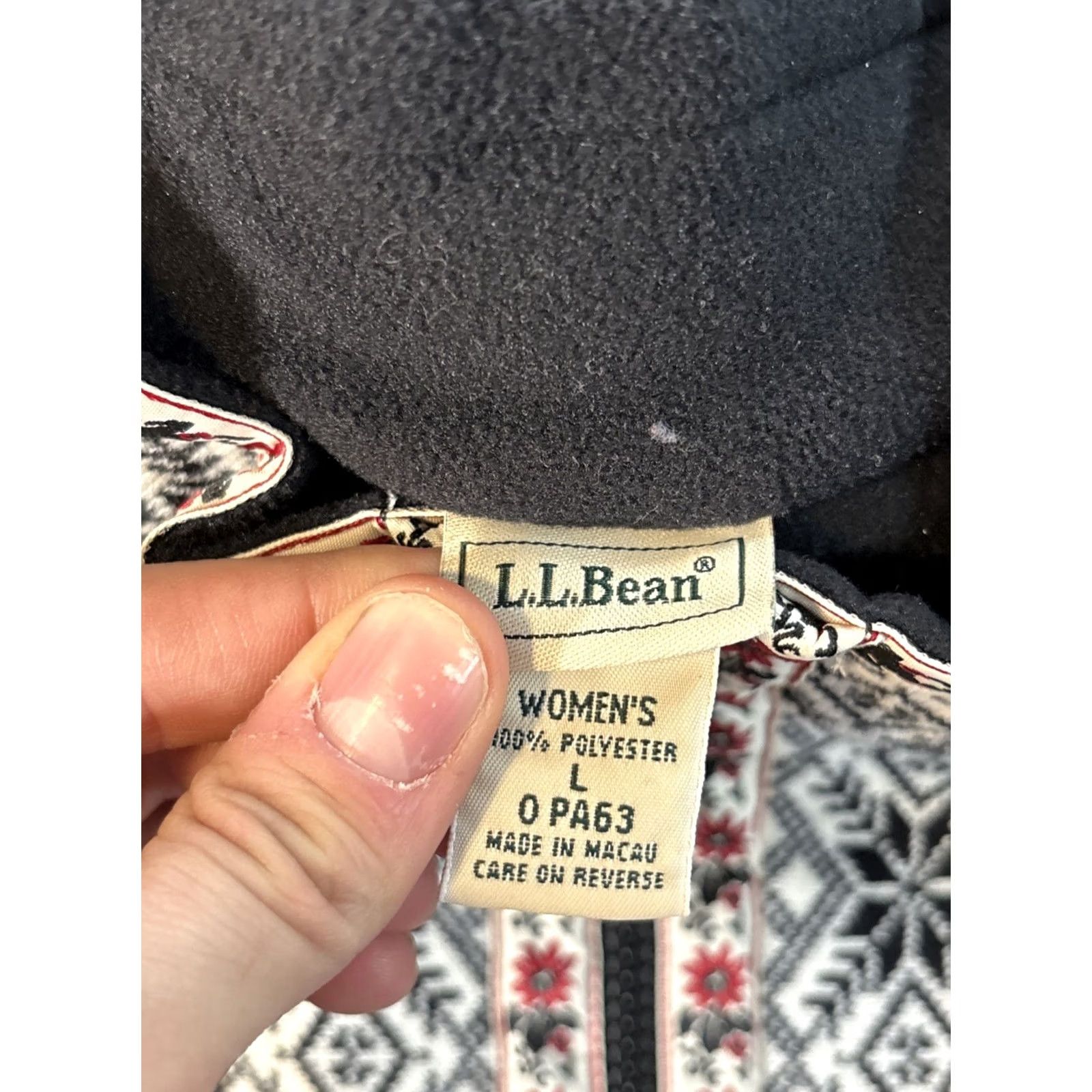 Vintage L.L. Bean Vest Women L Black Nordic Embroidered Snowflake Fair Isle Fleece Full Zip Pockets Size L / US 10 / IT 46 - 4 Thumbnail