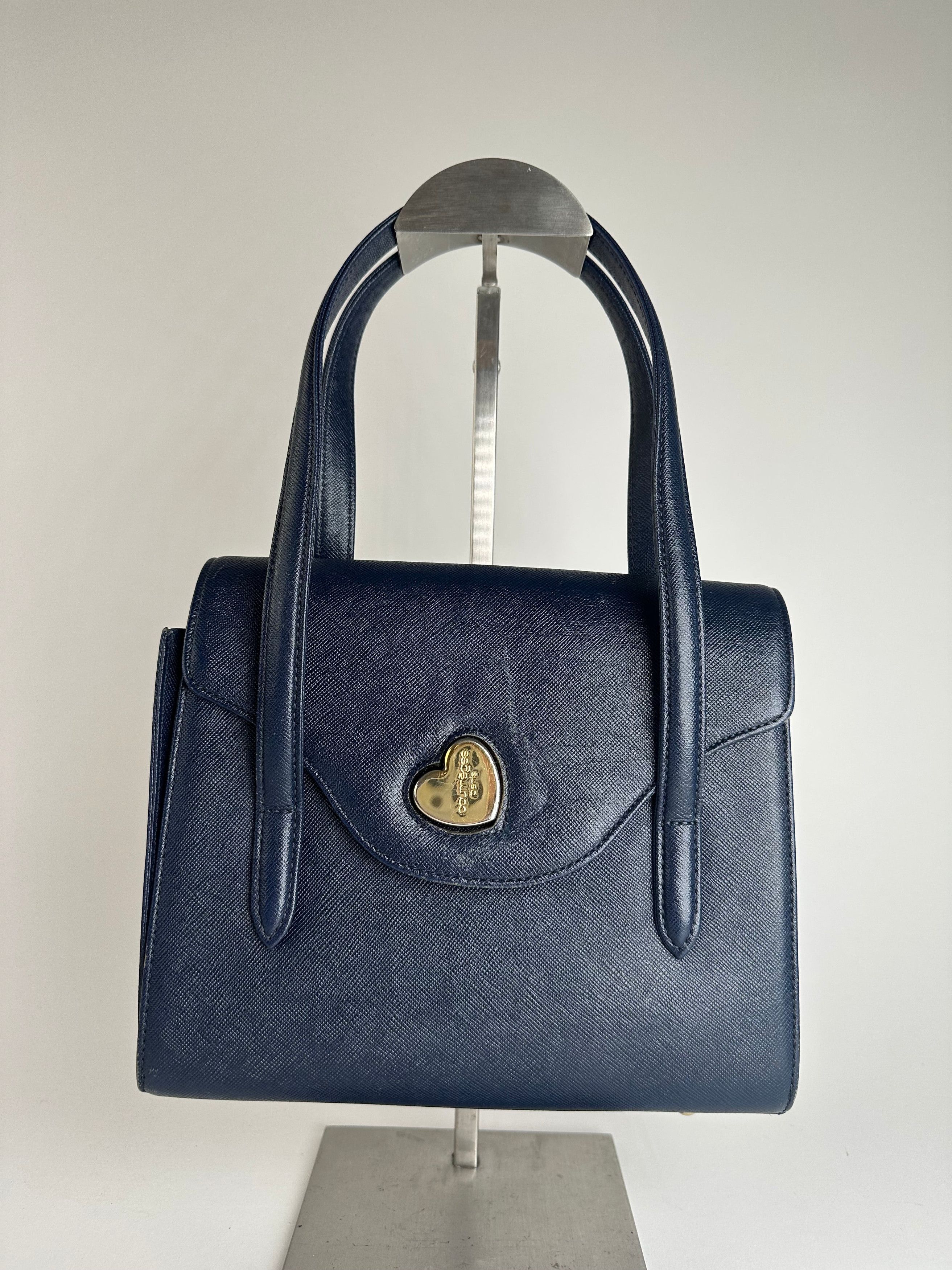 Courreges Vintage Leather Handbag Navy Size ONE SIZE - 1 Thumbnail