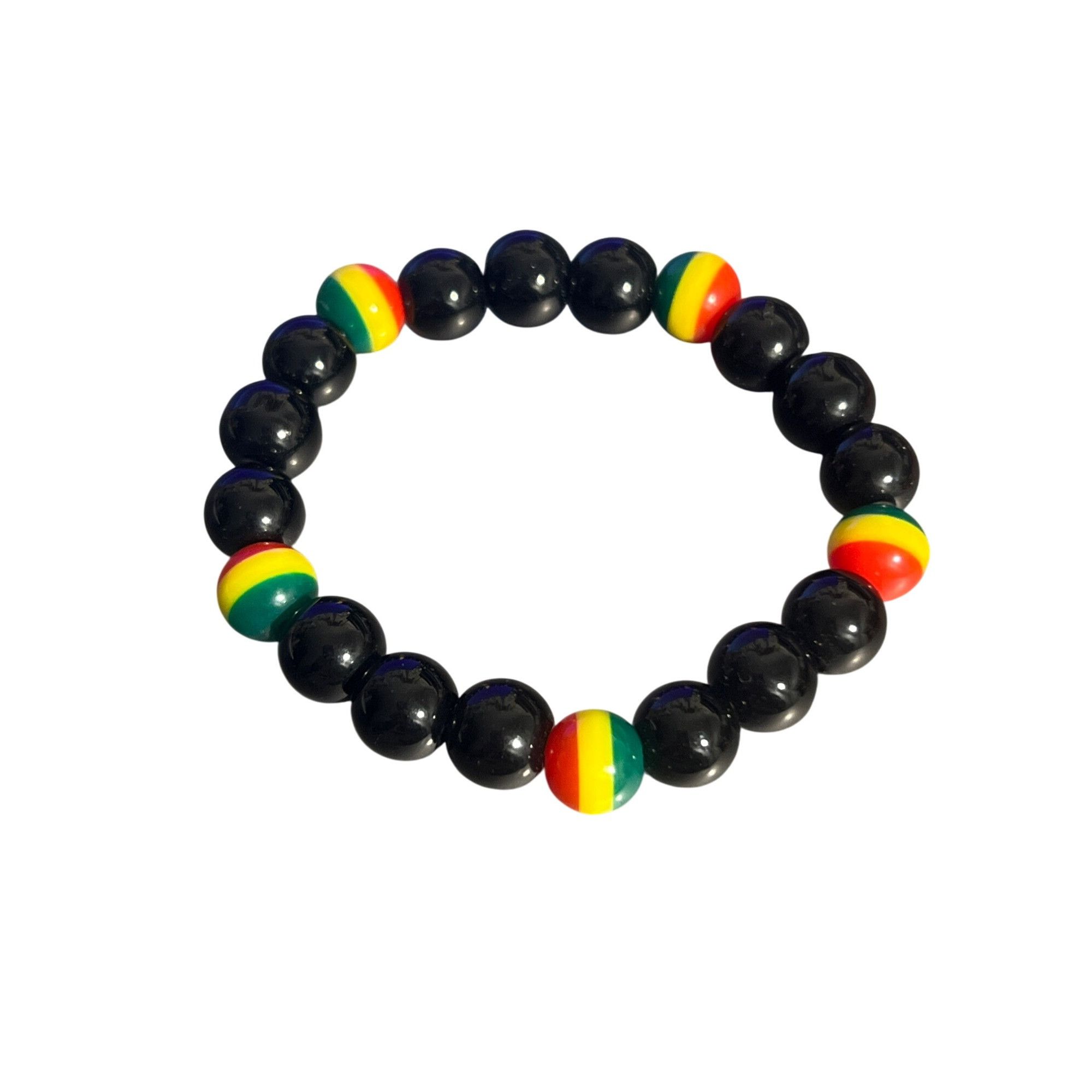 Other Glass Bead Rasta Stretch Bracelet Black Red Yellow Green 22. Size ONE SIZE - 1 Thumbnail