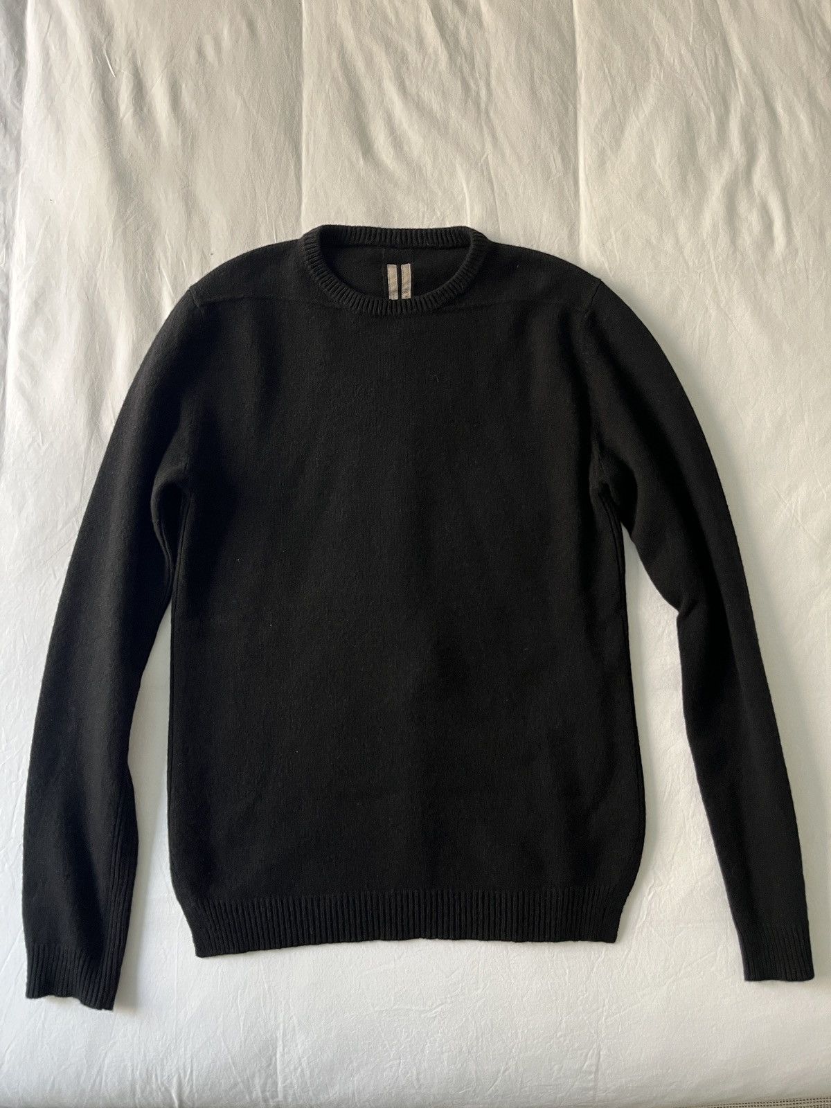 image of Rick Owens Biker Cashmere Sweater Strobe Fw22 in Black, Men's (Size XL)