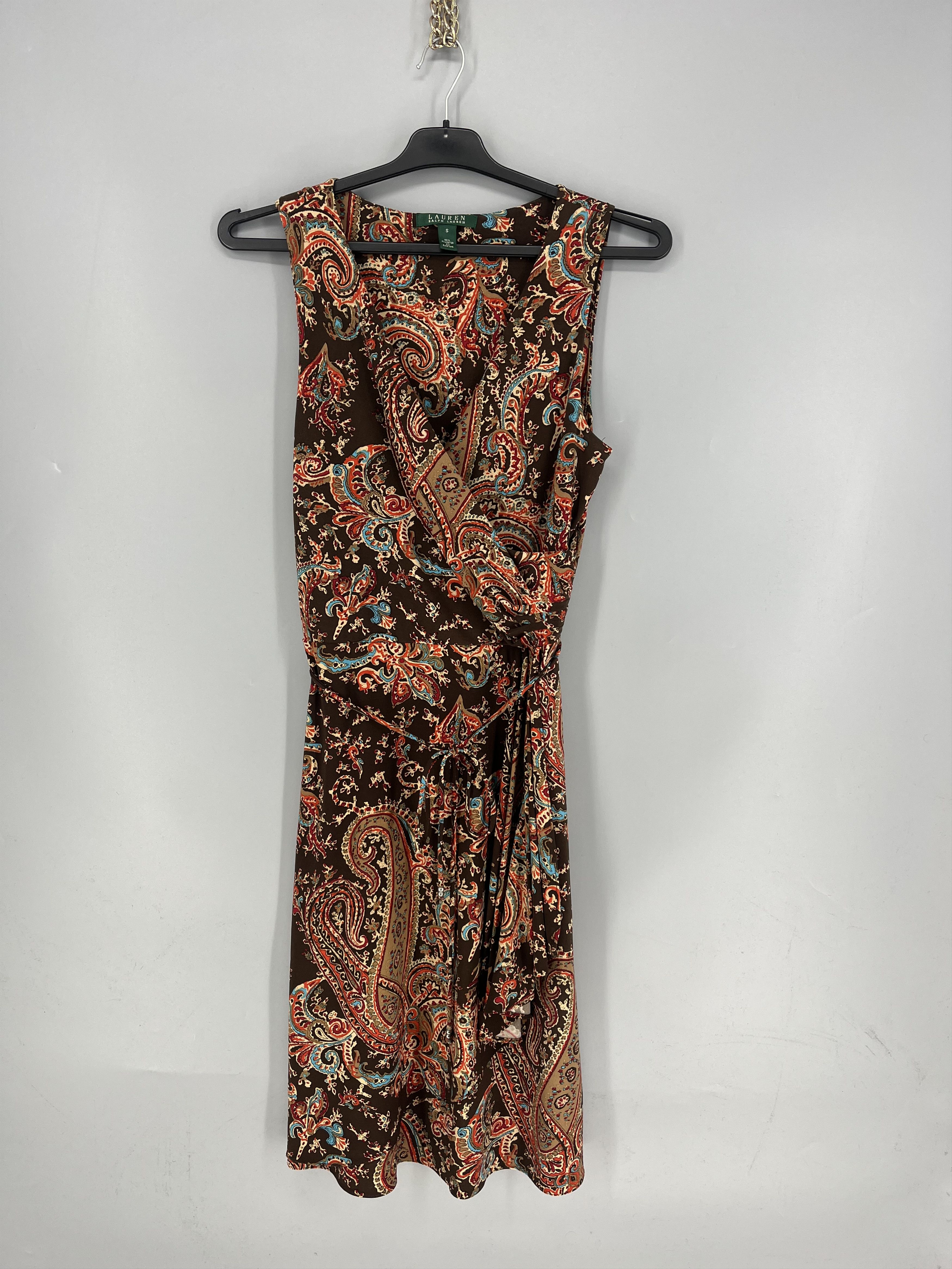 Polo Ralph Lauren Ralph Lauren Sleeveless Wrap Dress Womens S Brown Orange Size S / US 4 / IT 40 - 1 Thumbnail