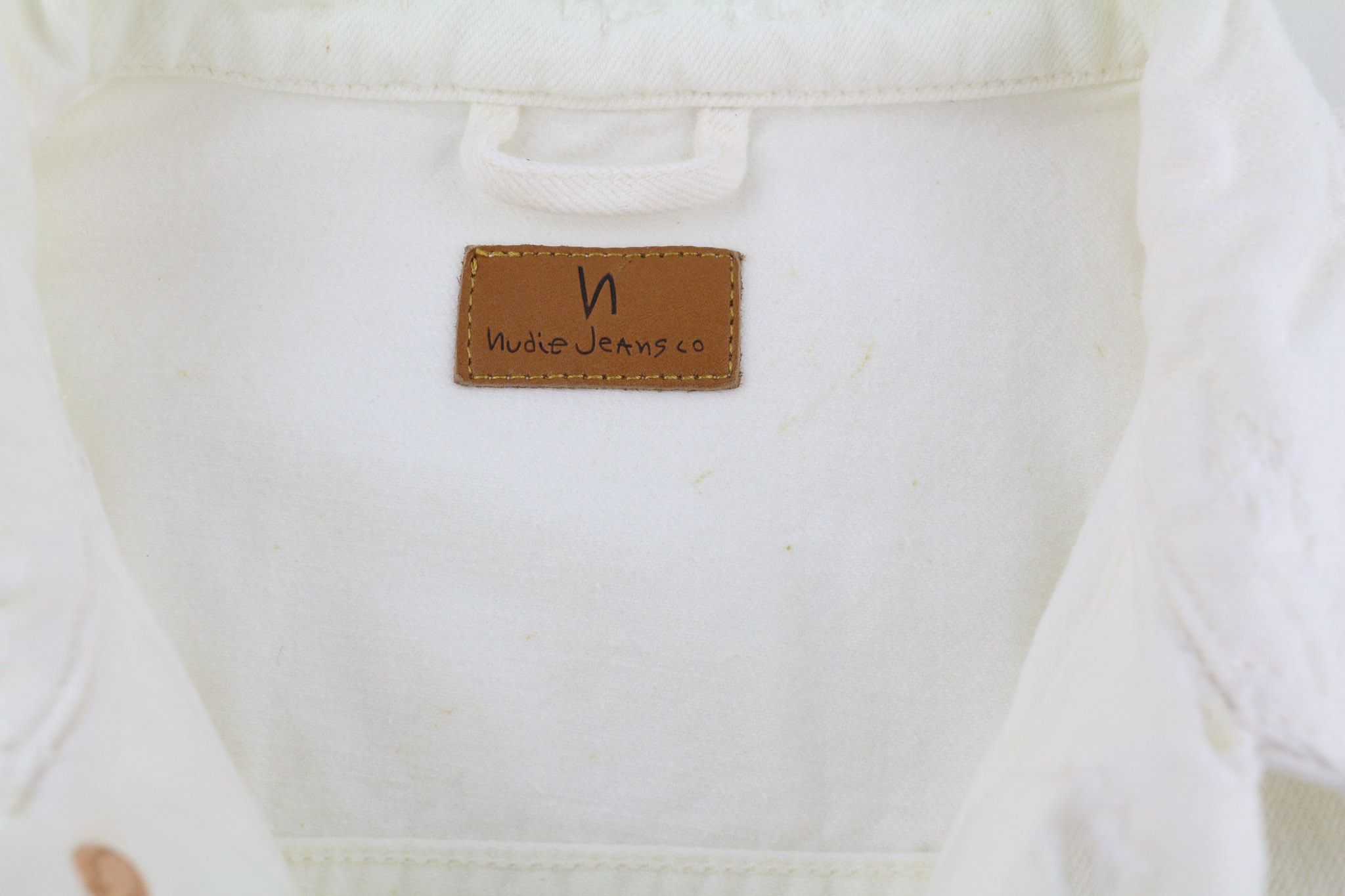 Nudie Jeans BILLY L Pitch White Worn Polo Unlined Light Jacket 82425 Size US L / EU 52-54 / 3 - 9 Thumbnail