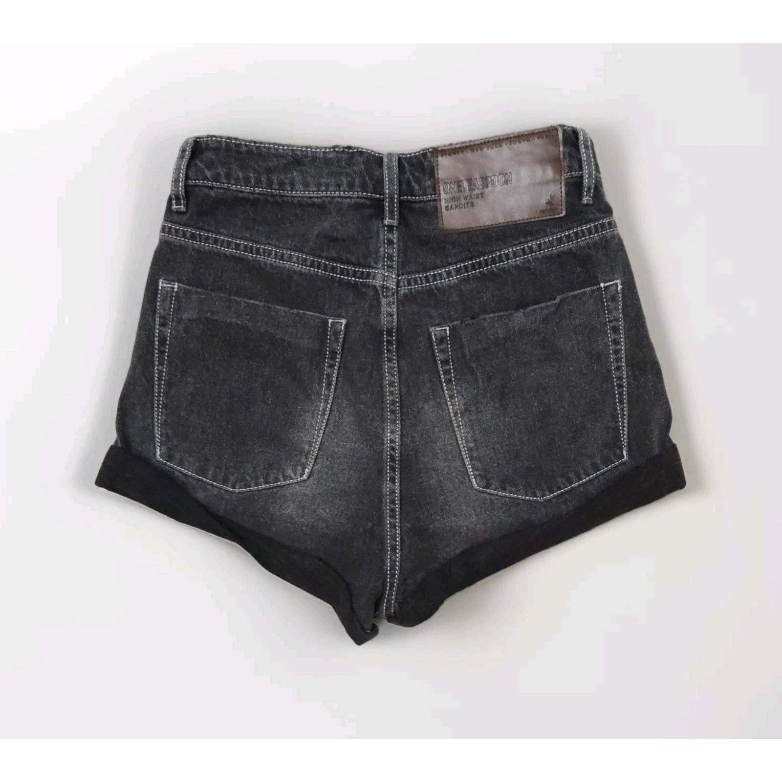 One Teaspoon One Teaspoon High Waisted Washed Black Bandits Shorts 26 Size 26" / US 2 / IT 38 - 6 Thumbnail