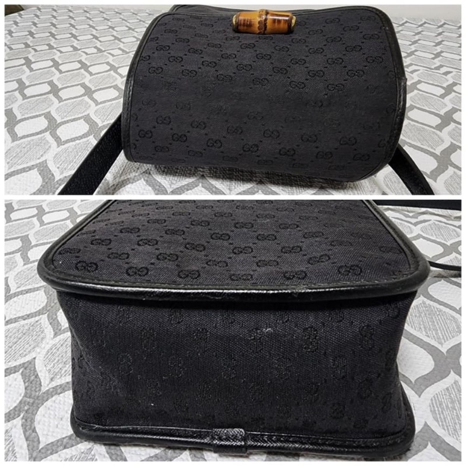 Gucci Auth GUCCI Vintage Micro GG Canvas Bamboo Shoulder Bag Black Size ONE SIZE - 6 Thumbnail