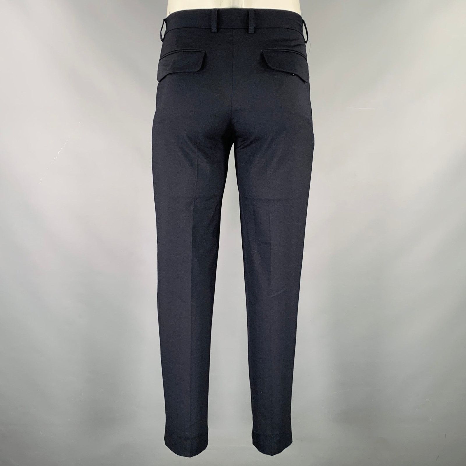 Sandro SANDRO Size 32 Navy Wool Blend Flat Front Dress Pants Size US 32 / EU 48 - 2 Thumbnail
