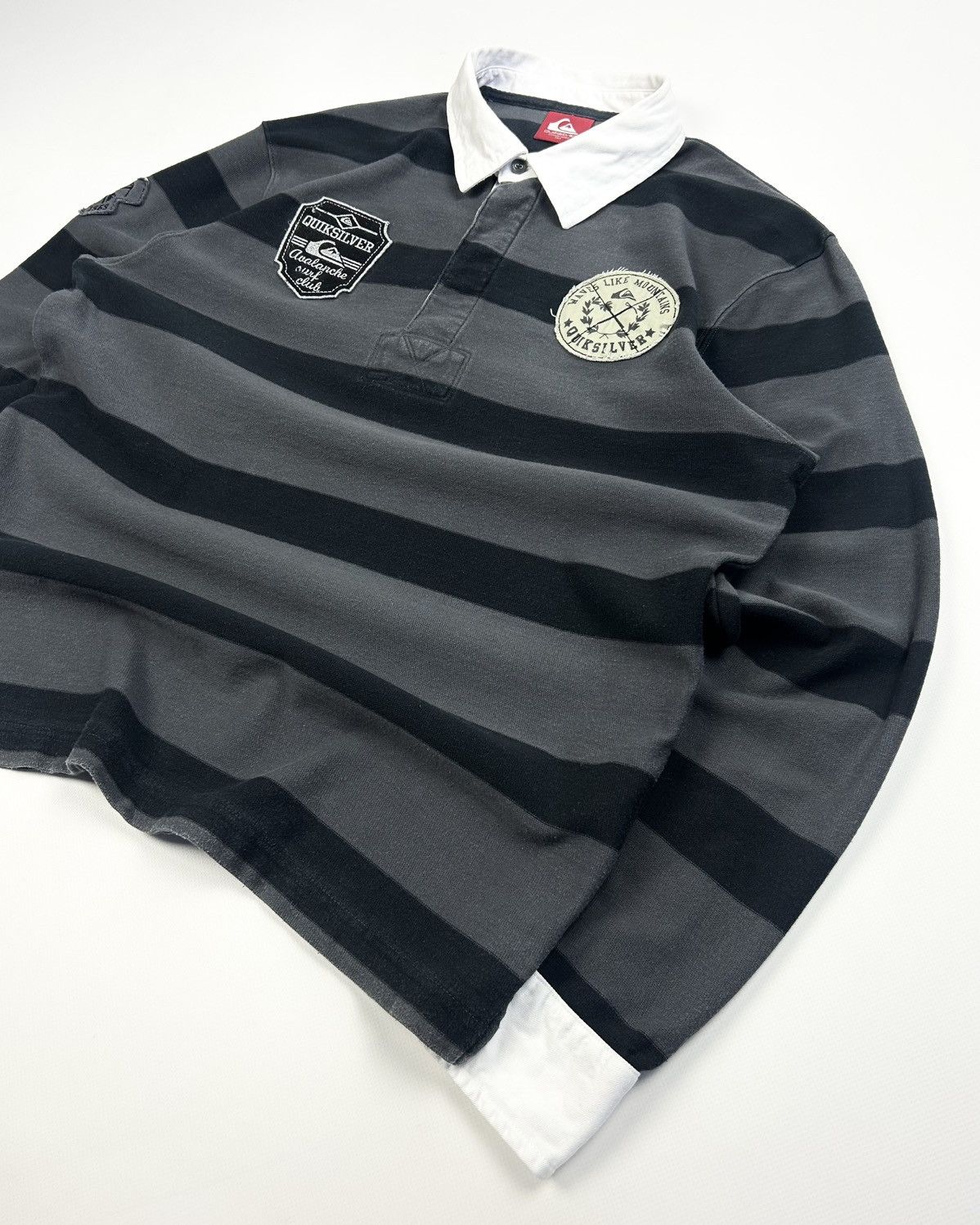 Quiksilver Vintage Quiksilver Striped Rugby Shirt Jersey Grey Y2K Size US L / EU 52-54 / 3 - 5 Thumbnail