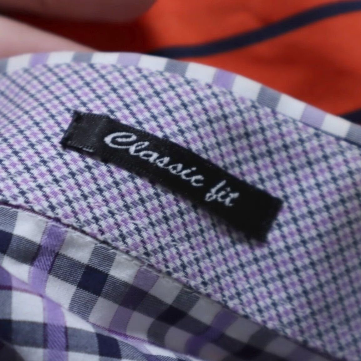 BUGATCHI Bugatchi Shirt Men's XL Purple Gingham Long Sleeve Button Up Shirt Classic Fit Cotton Size US XL / EU 56 / 4 - 6 Thumbnail