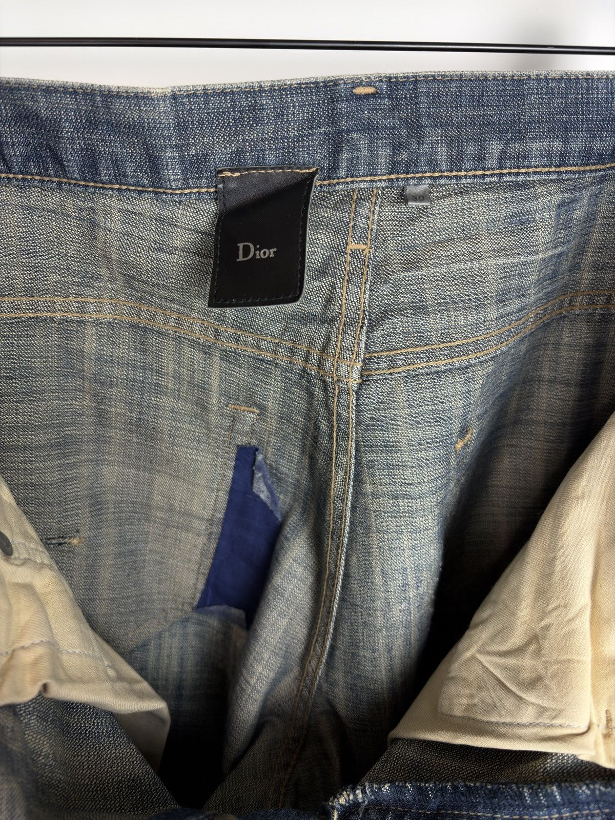 Dior × Hedi Slimane SS05 Dior Homme Beck Glitter Wax Coated Whisker Denim Jeans Size US 30 / EU 46 - 13 Thumbnail