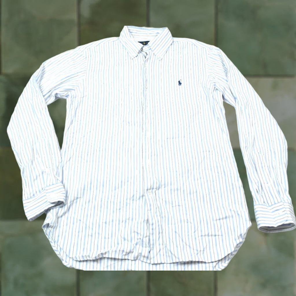 Ralph Lauren Ralph Lauren Shirt Mens 15 White Blue Striped Cotton Button-Down Long Sleeve Size US M / EU 48-50 / 2 - 1 Thumbnail