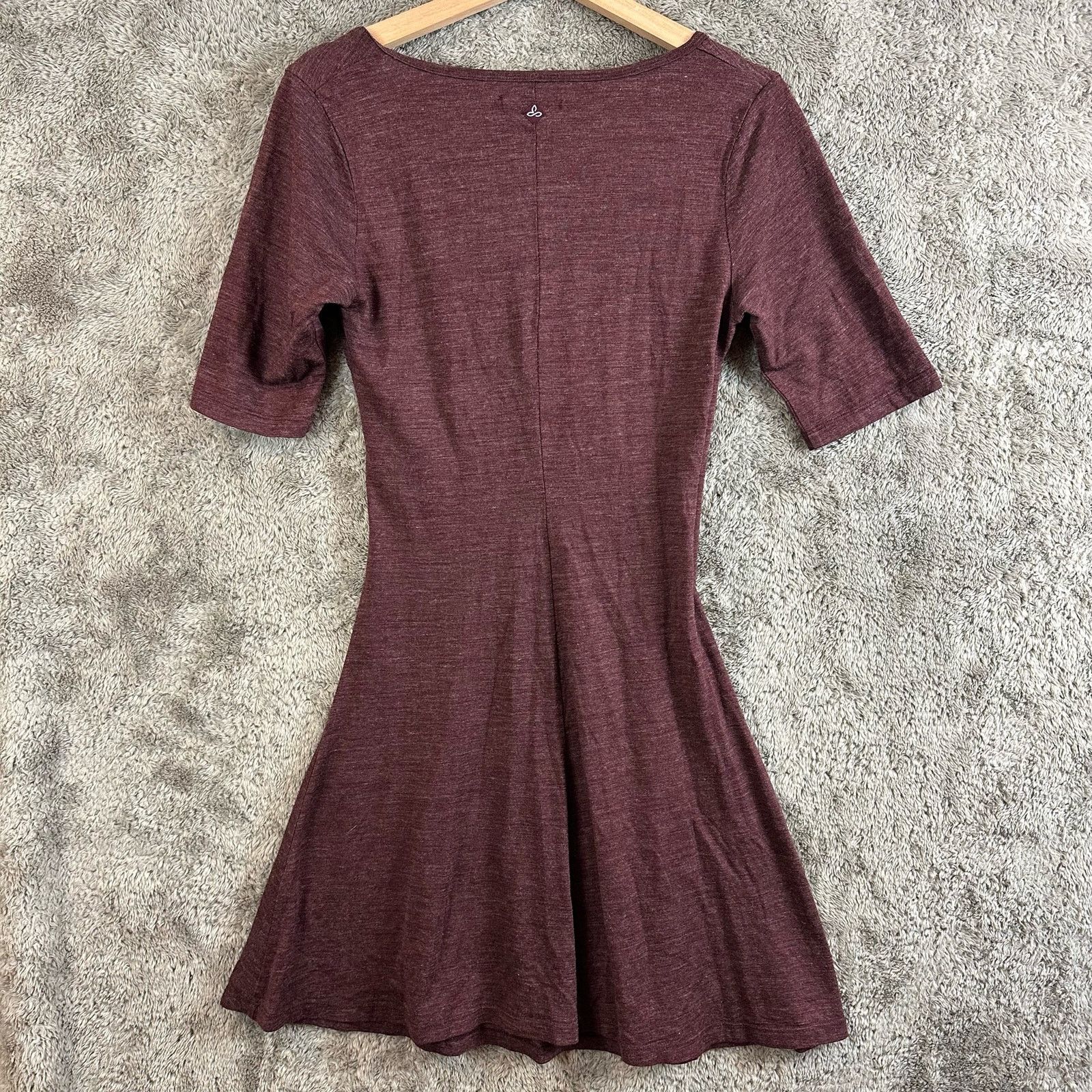 Prana Prana Maroon Wool Short Sleeve V-Neck Faux Wrap Dress M Size M / US 6-8 / IT 42-44 - 2 Thumbnail