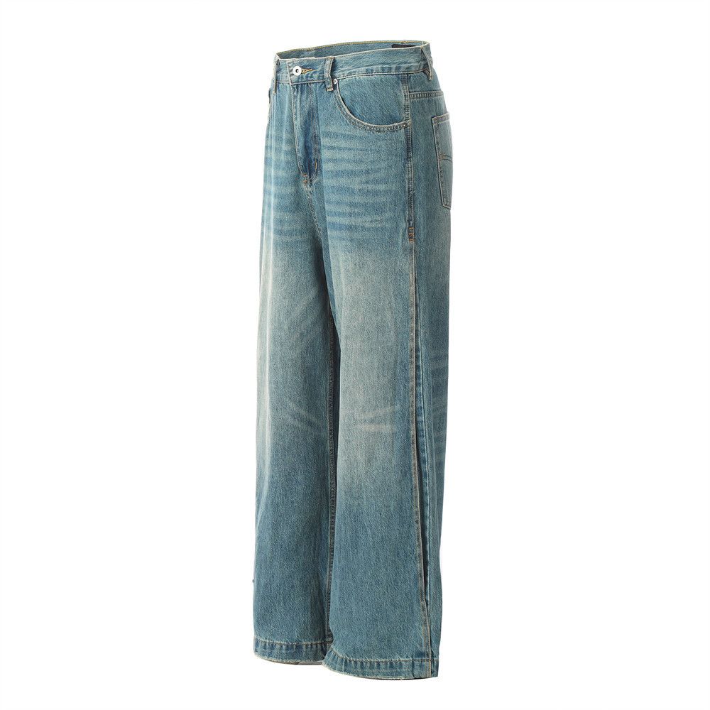 Japanese Brand Men's retro street trend all-match distressed washed jeans Size US 32 / EU 48 - 2 Thumbnail