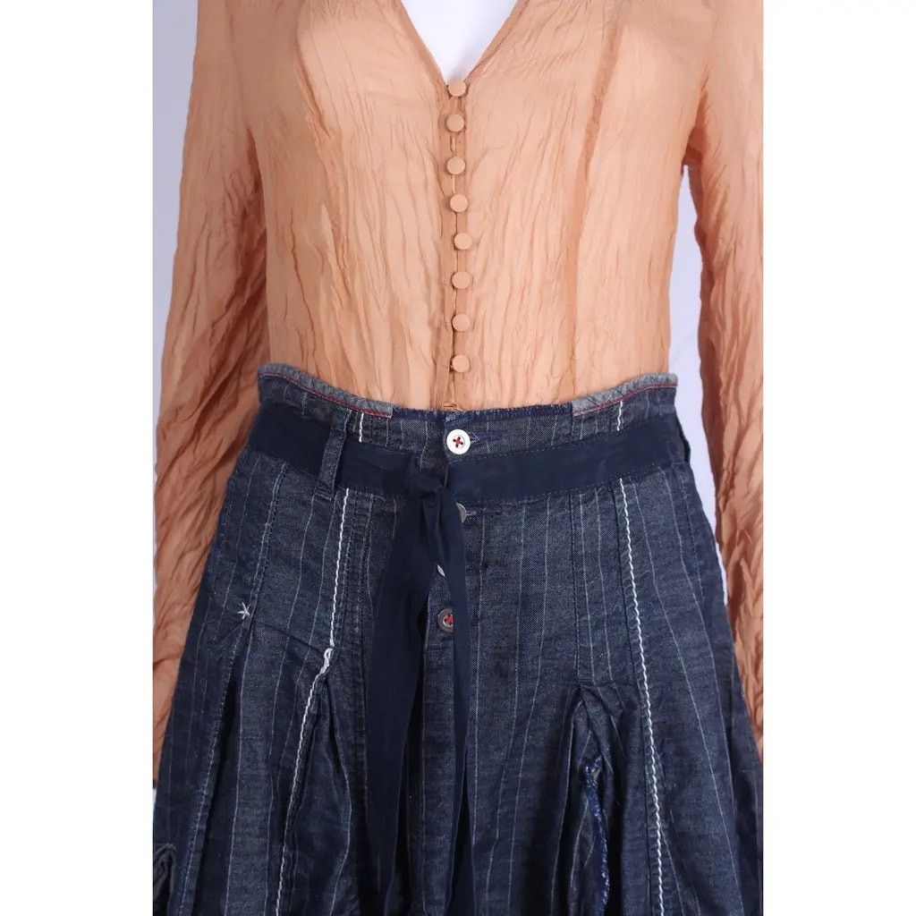 Marithe + Francois Girbaud Marithé François Girbaud Pleated Denim Stripe Skirt Size 25" / US 0 / IT 36 - 4 Thumbnail