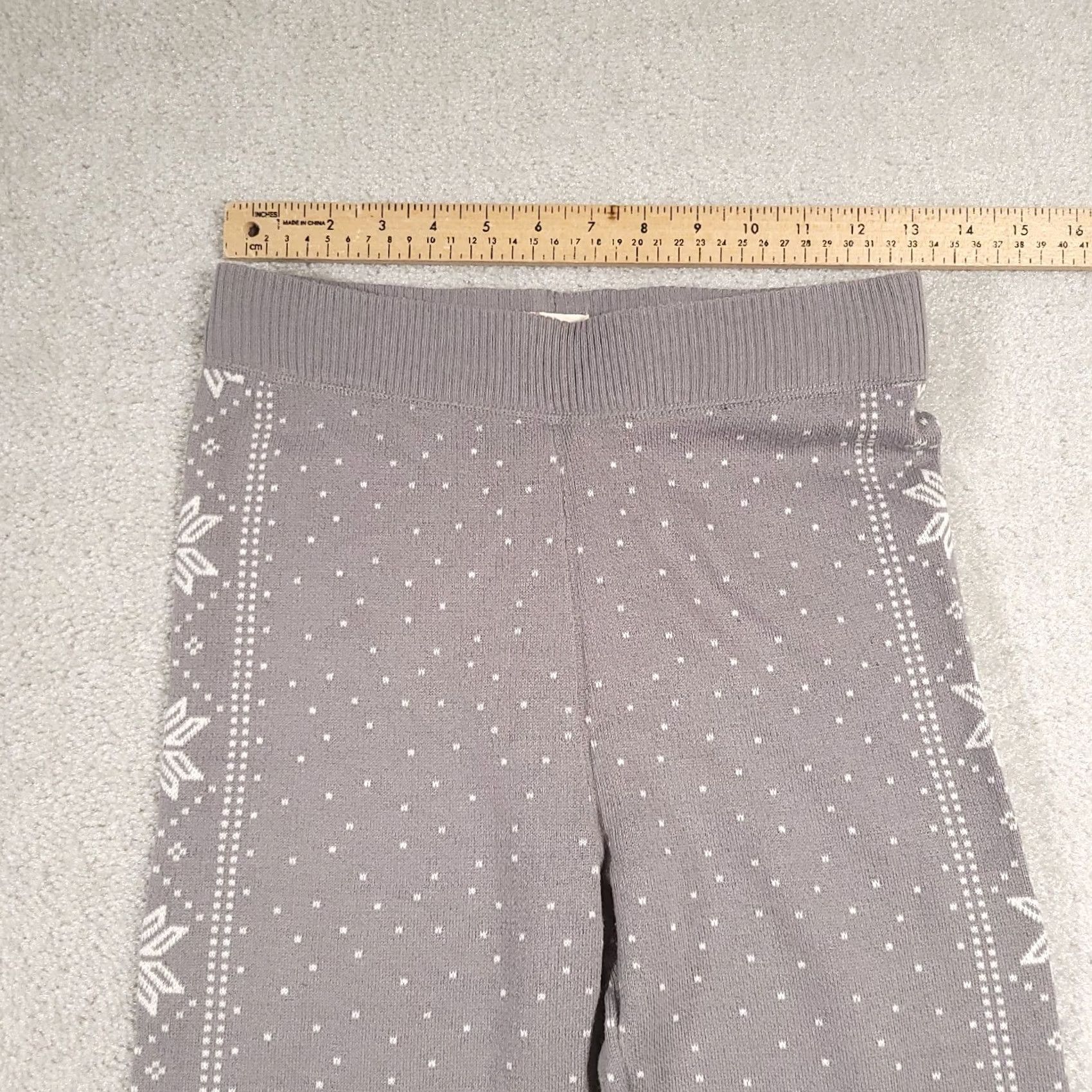 Vintage SO Leggings Women's Medium Gray Pull-On Knit Snowflake Print Warm Size 32" / US 10 / IT 46 - 4 Thumbnail