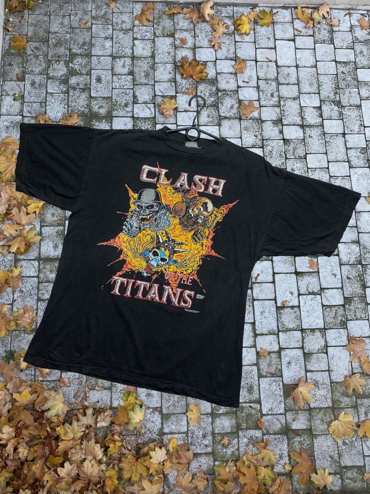 image of Vintage Clash Of The Titans Tour Tee Europe 1990 Black, Men's (Size Large)