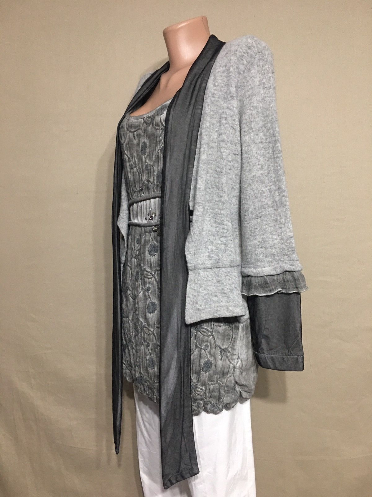 Elisa Cavaletti Elisa Cavaletti Deisgner Grey Long Tunic Blouse Size L Size L / US 10 / IT 46 - 3 Thumbnail