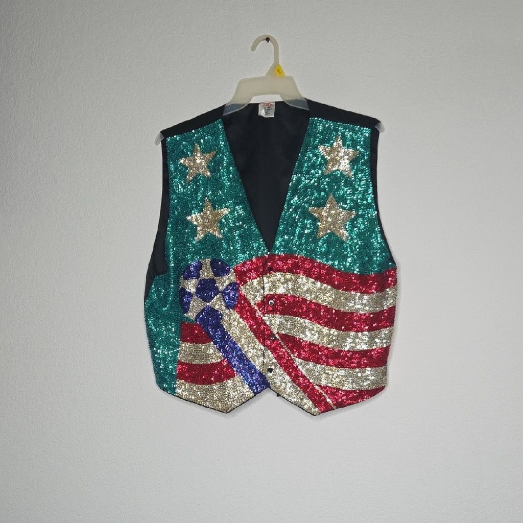 Other Vintage World Cup Vest Mens XXXL Soccer Sequin American Flag Size US XXL / EU 58 / 5 - 2 Thumbnail