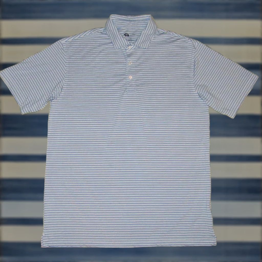 Vintage ONWARD RESERVE Performance Blue Striped Short Sleeve Polo Shirt XL Mens Polo Size US XL / EU 56 / 4 - 1 Thumbnail