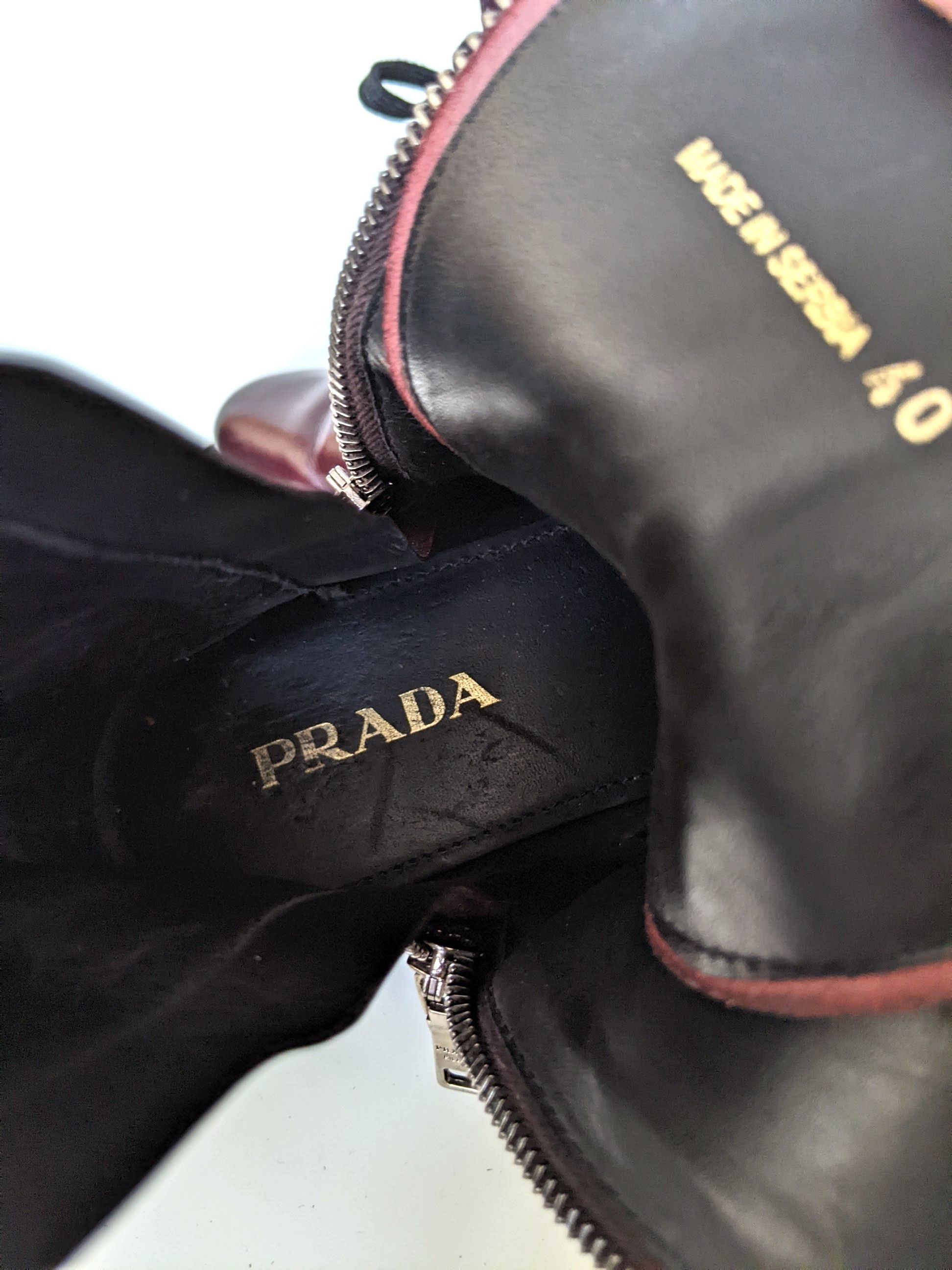 Prada PRADA lace up boots burgundy leather combat 40 Size US 10 / IT 40 - 8 Thumbnail