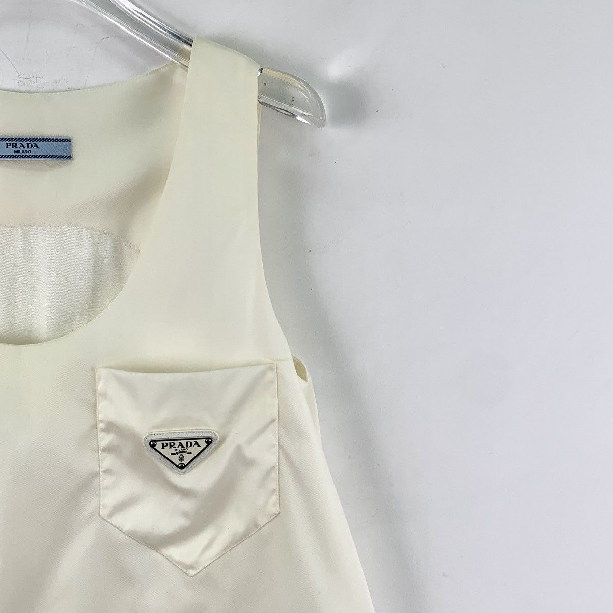 Prada Prada White Triangle Logo Crew Neck Sleeveless Dress K26WX Size M / US 6-8 / IT 42-44 - 3 Thumbnail