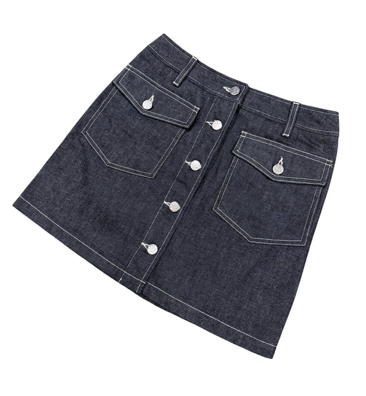 agnes b. Vtg🔥agnes.b Raw Indigo denim Mini Skirt Made In France Size 25" / US 0 / IT 36 - 8 Thumbnail