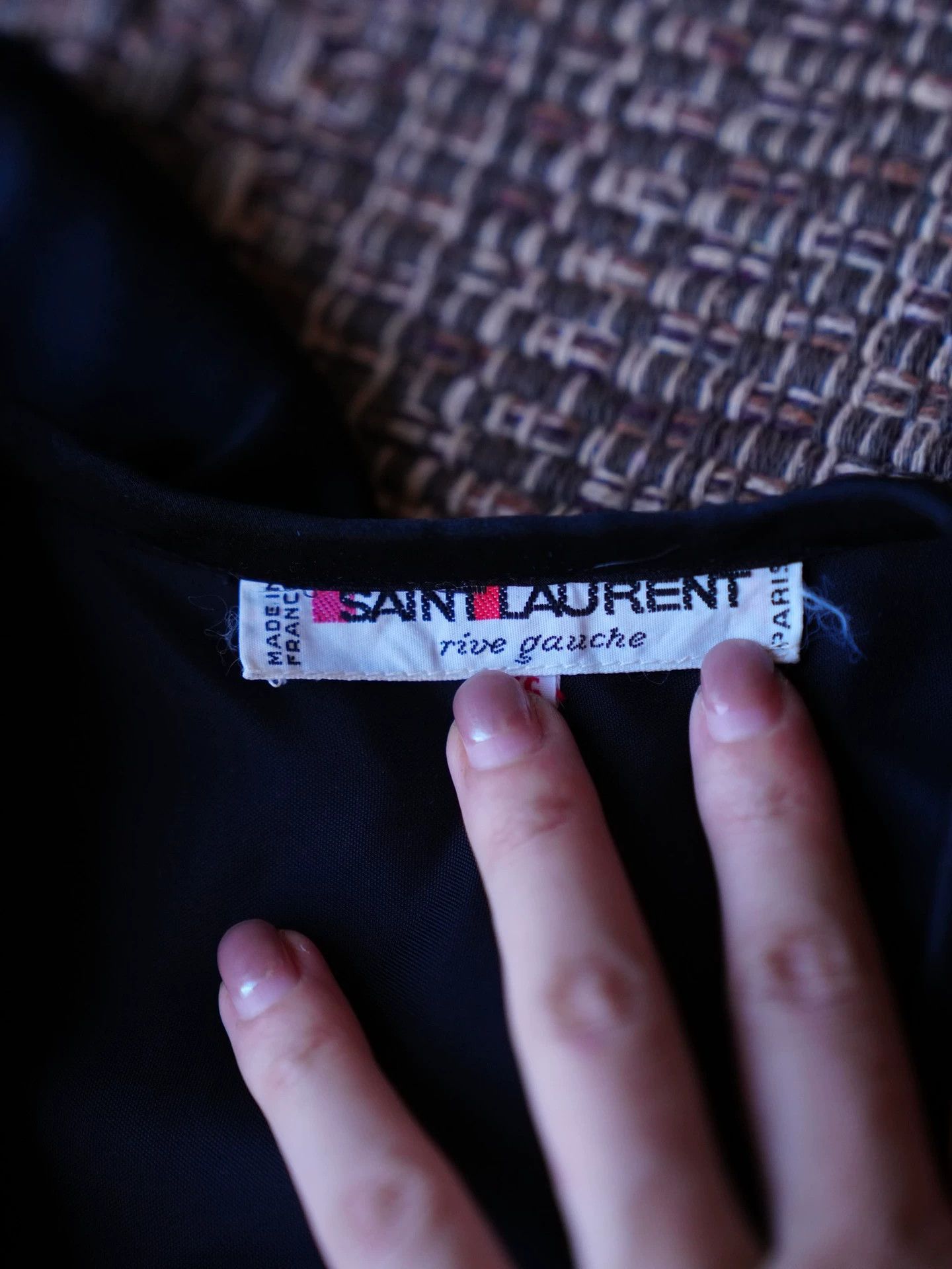 Yves Saint Laurent YSL Rive Gauche 1982 Silk Velvet Dress Black S & Blue M Size XS / US 0-2 / IT 36-38 - 7 Thumbnail