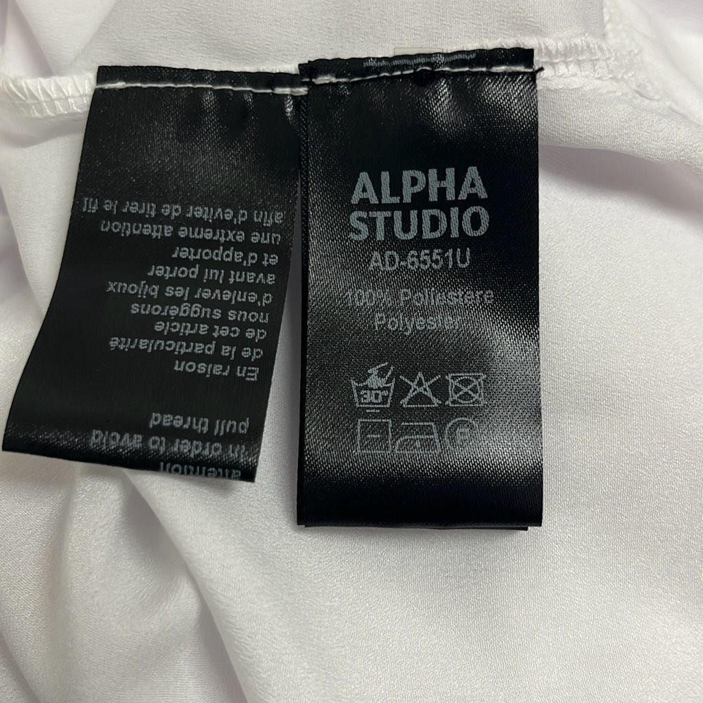 Alpha Studio Alpha Studio Womens M/L Button Front Blouse White Sheer Long Size L / US 10 / IT 46 - 7 Thumbnail