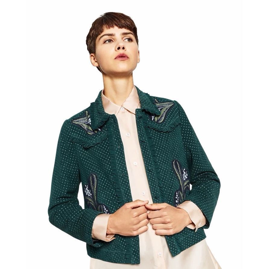 Zara NWT Zara Woman Green Lambskin Embroidered Jacket M Size M / US 6-8 / IT 42-44 - 3 Thumbnail