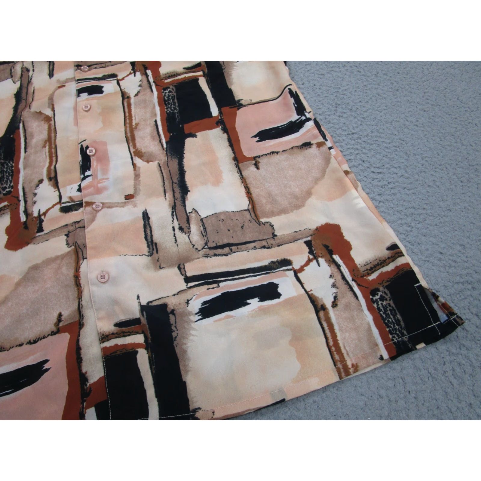 Vintage Bassiri Shirt Mens 2XL Short Sleeve Beige Abstract 90s Party Artsy Y2K Style Button-Up Collared Graphic Print Casual Vintage Mens? Size US XXL / EU 58 / 5 - 5 Thumbnail