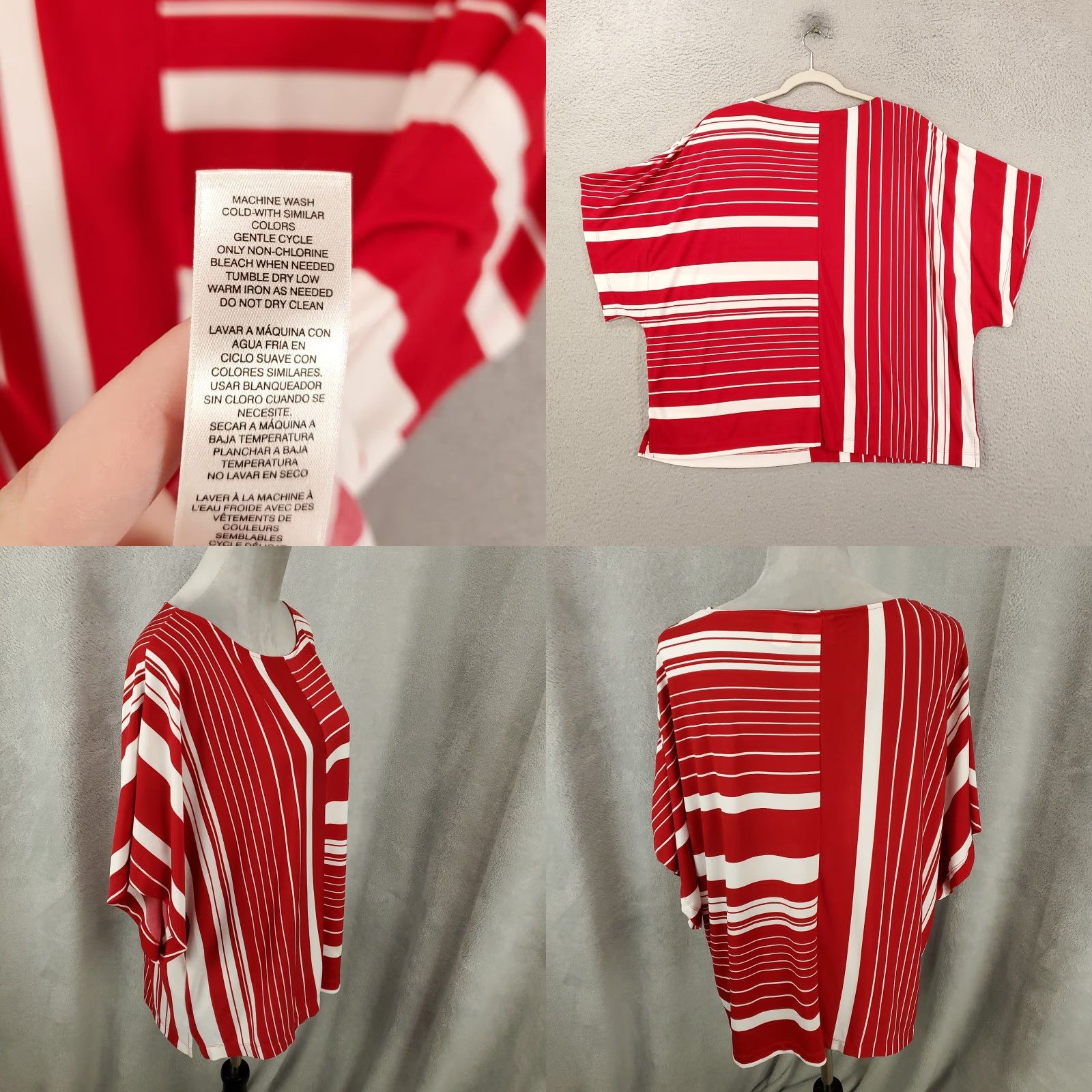 Vintage Chicos Blouse Womens Medium Red White Striped Stretchy Lightweight 1 Size M / US 6-8 / IT 42-44 - 8 Thumbnail