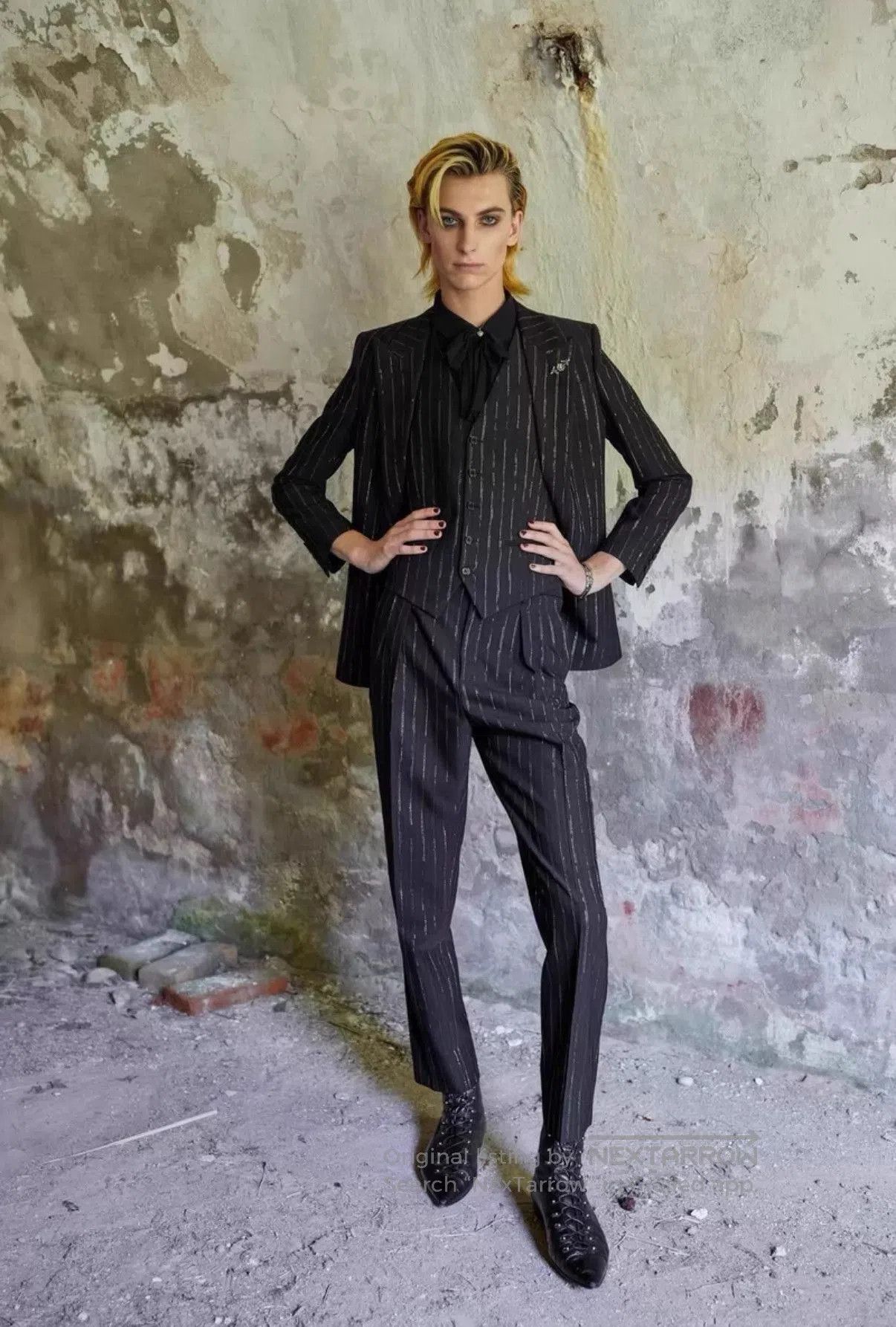 Saint Laurent Paris Black Pinstriped Single. Size US L / EU 52-54 / 3 - 8 Thumbnail