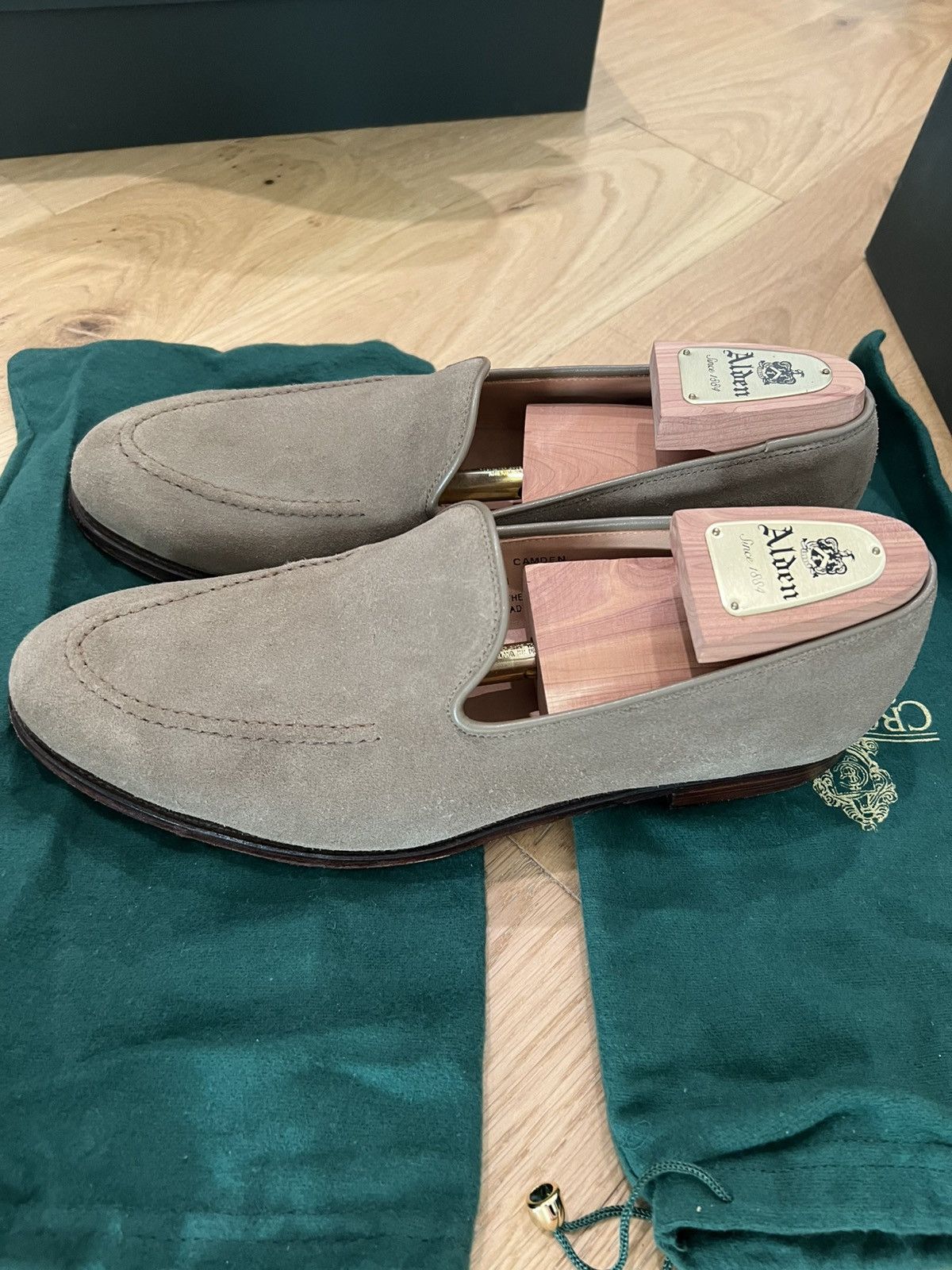 Crockett & Jones Camden loafer in mushroom suede (8.5UK)