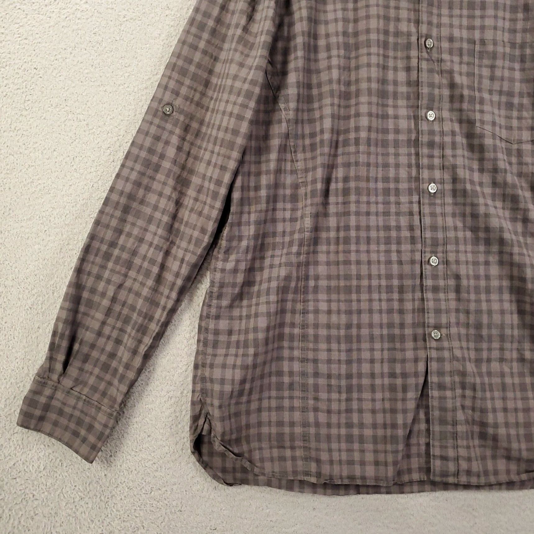 John Varvatos John Varvatos Shirt Mens 2XL Plaid Multicolor Button Up Roll Tab Sleeve Size 48R - 3 Thumbnail