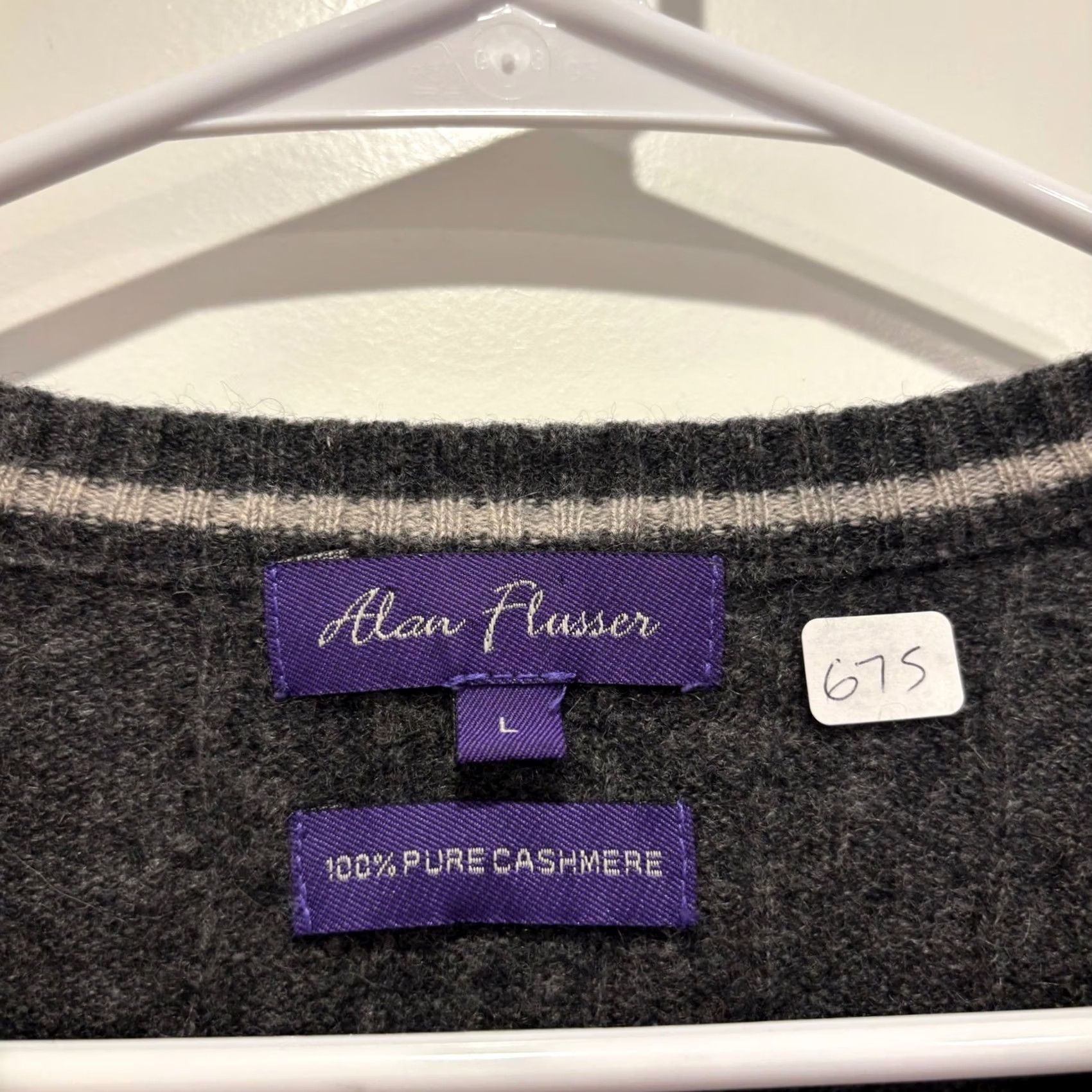 Vintage Alan Flusser Crew Neck Sweater Mens 100% Cashmere Cable Knit Gray L Cardigan? (No, Sweater) Size US L / EU 52-54 / 3 - 2 Thumbnail