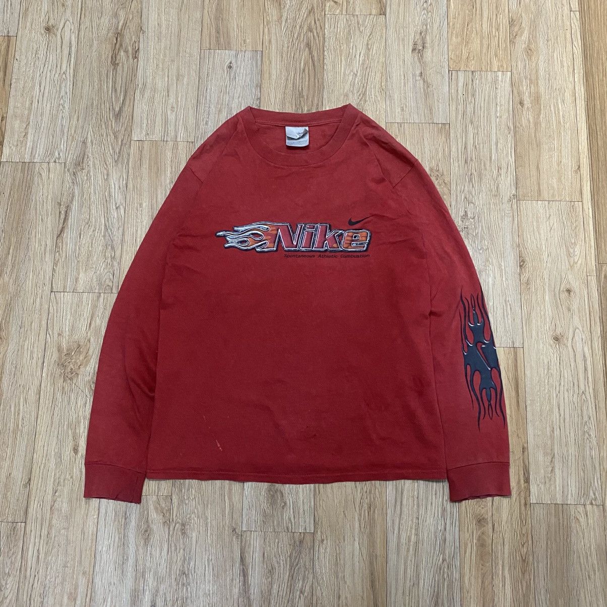 Nike Y2K Nike Logo "Spontaneous Athletic Combustion" Long Sleeve Size US M / EU 48-50 / 2 - 1 Thumbnail