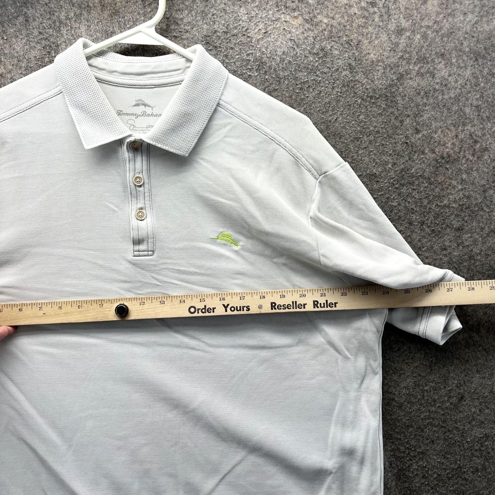 Tommy Bahama Tommy Bahama Shirt Mens L Gray Supima Cotton Polo Golf Casual Knit Polo Short Sleeve Ribbed Collar Marlin Logo Solid Pattern KnitRelaxed Fit Size US L / EU 52-54 / 3 - 6 Thumbnail