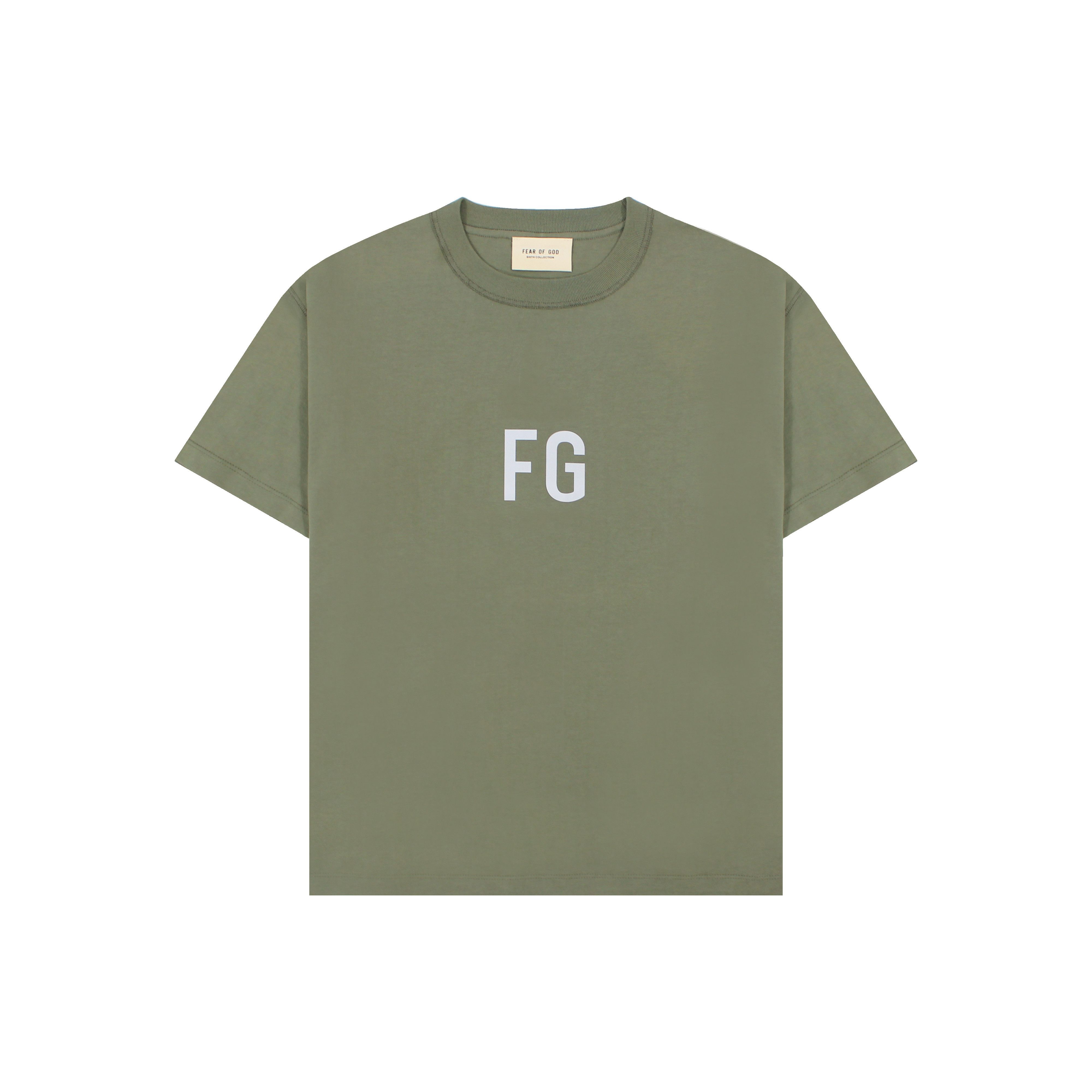 image of Fear Of God 6Th Sixth Collection 3M Reflective Fg Logo Tee in Army Green, Men's (Size Small)