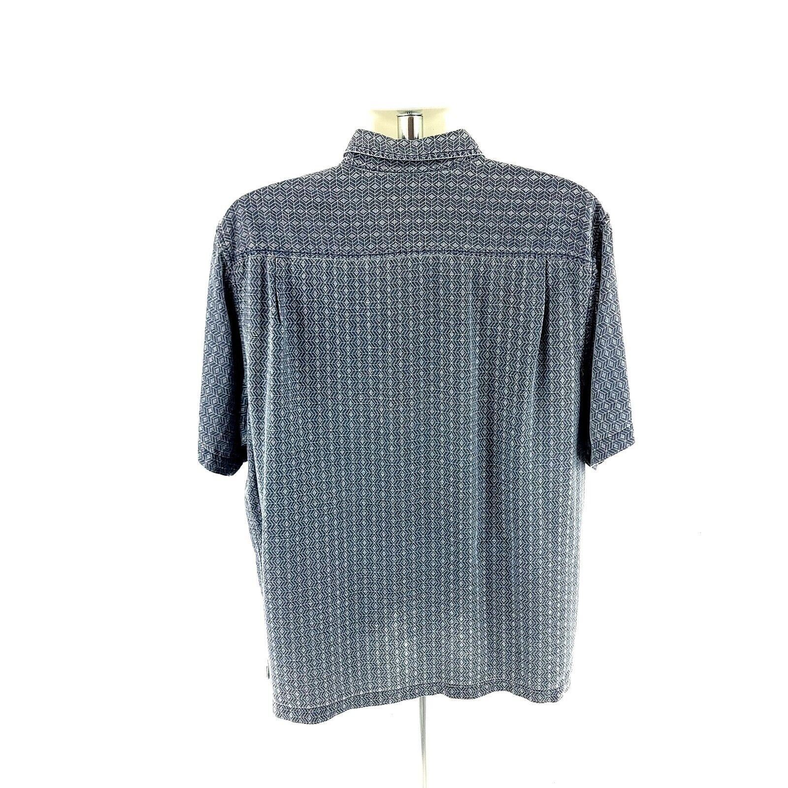 Tommy Bahama Tommy Bahama 100% Silk Blue Gray Geometric Short Sleeve Pock Size US XL / EU 56 / 4 - 5 Thumbnail
