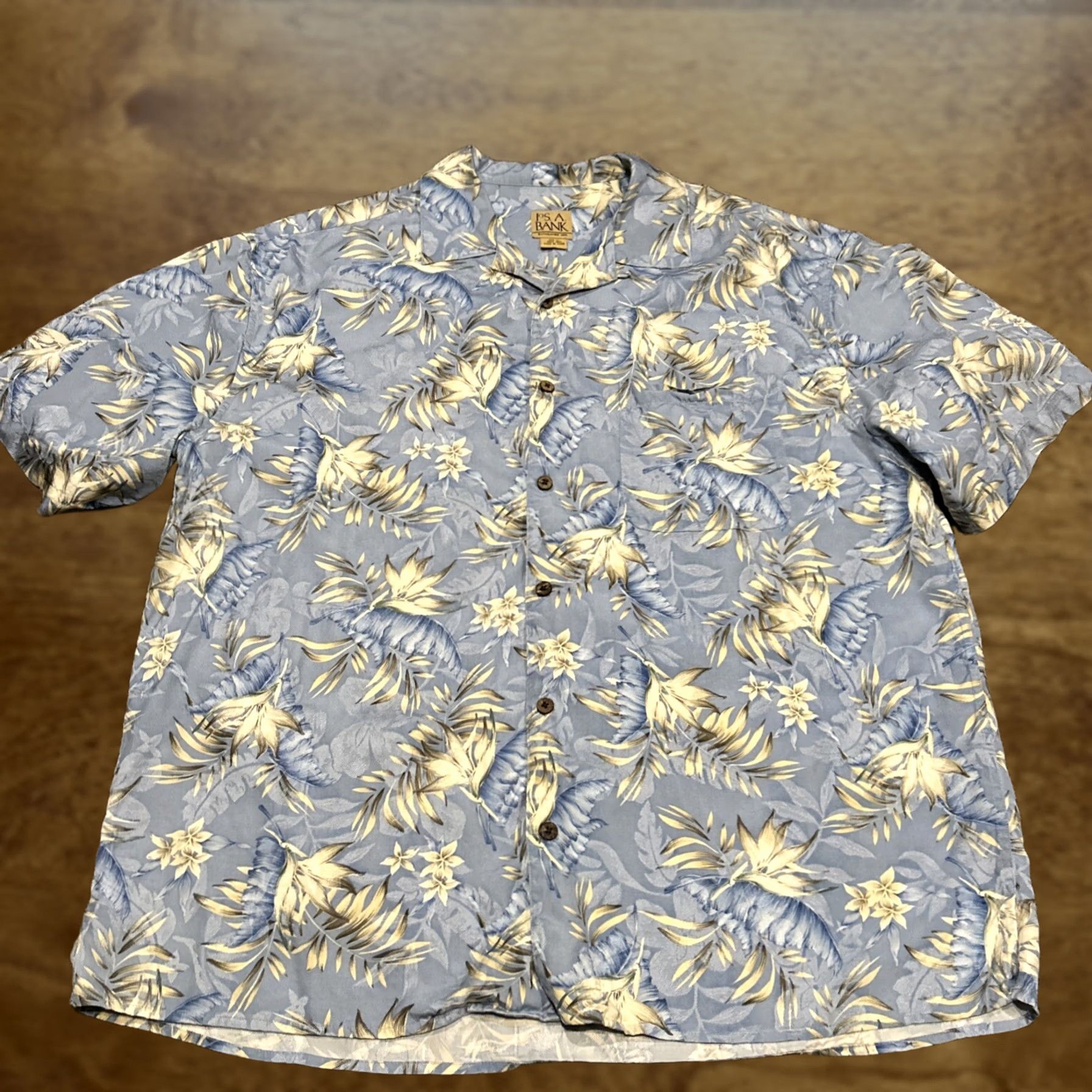 Jos. A. Bank Jos. A. Bank Men’s XL Silk Blue Floral Shirt Button Up B28 Size US XL / EU 56 / 4 - 1 Thumbnail