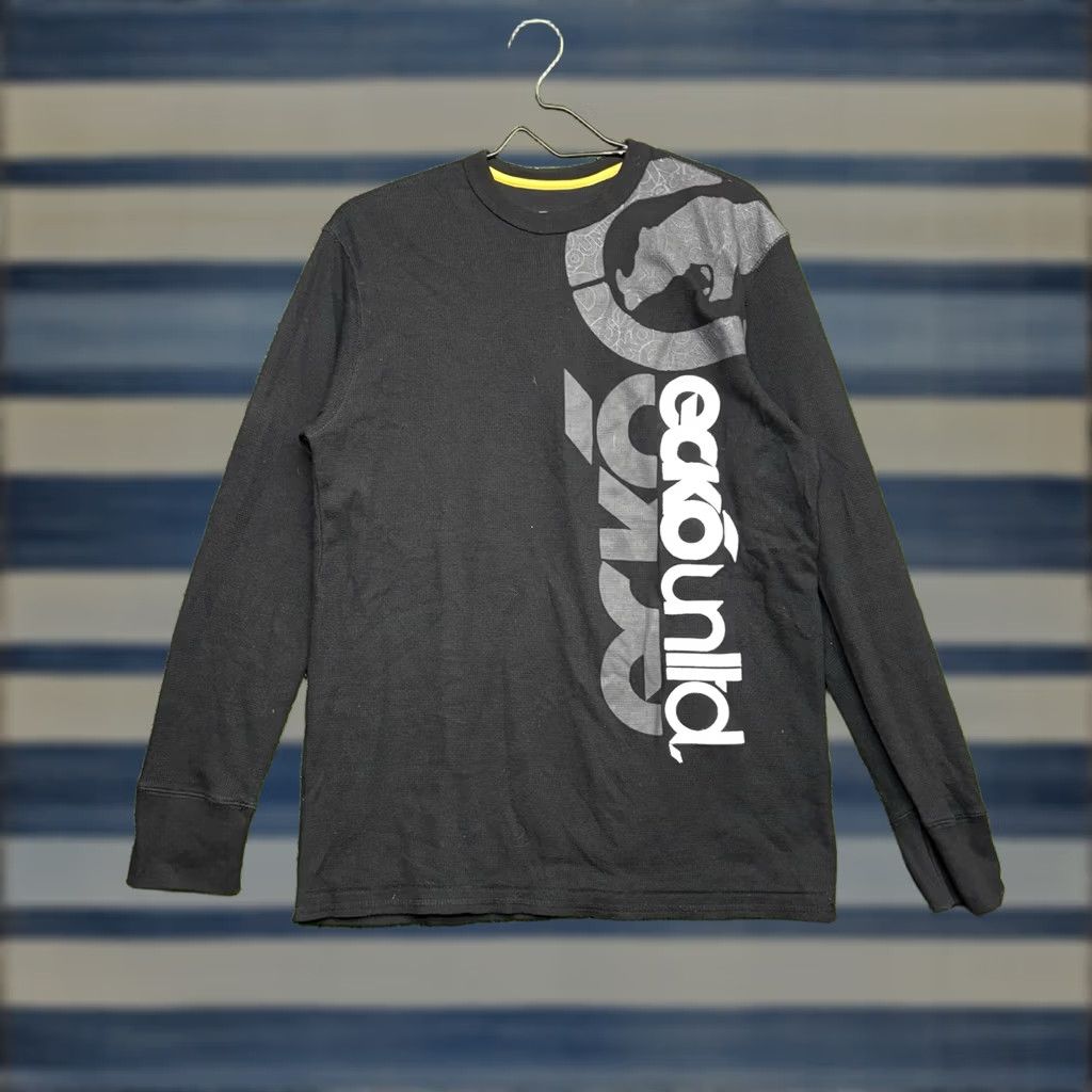 Ecko Unltd. VINTAGE Ecko Unltd Shirt Mens L Thermal Graphic 2000s Black Cotton Knit Long Sleeve Crew Neck Boys Mens Size US L / EU 52-54 / 3 - 1 Thumbnail