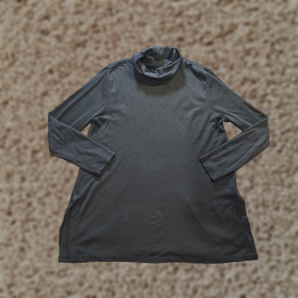 J. Jill J. Jill Top Womens M Petite Gray Side Vent Turtleneck Tunic Pima Casual Shirt Blouse Size M / US 6-8 / IT 42-44 - 1 Thumbnail