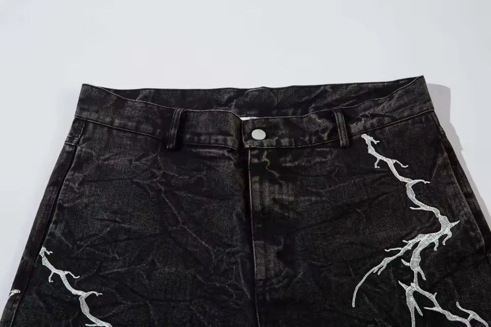 Jean Washed Embroidered High Street Wide Leg Loose Jeans Size US 34 / EU 50 - 10 Thumbnail