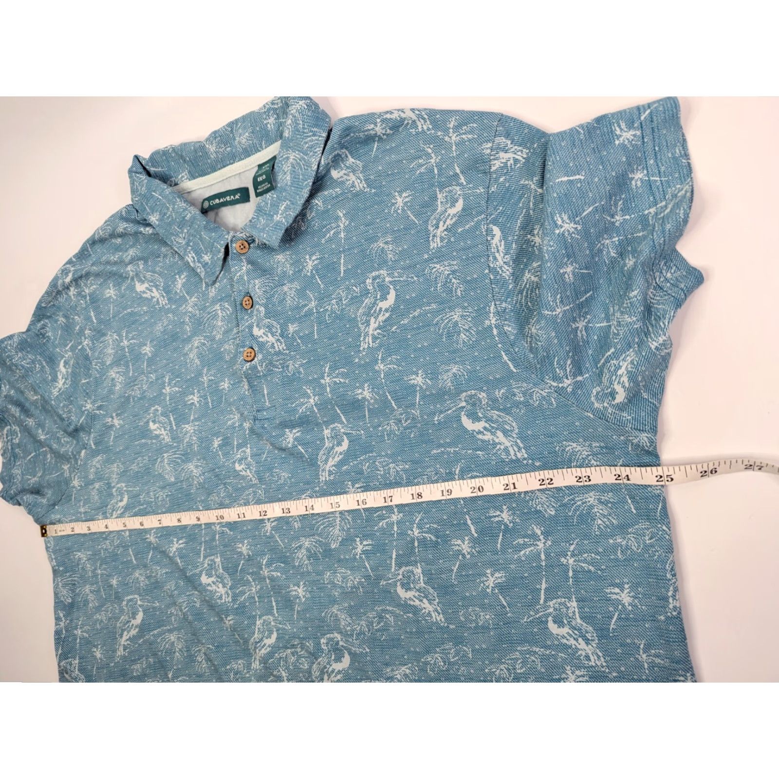 Cubavera CUBAVERA Polo Shirt Men’s 2XL Pagoda Blue Short Sleeves Pima Cotton Polo Shirt Mens 2XL Blue- Floral Casual Travel Party/Cocktail Size US XXL / EU 58 / 5 - 5 Thumbnail