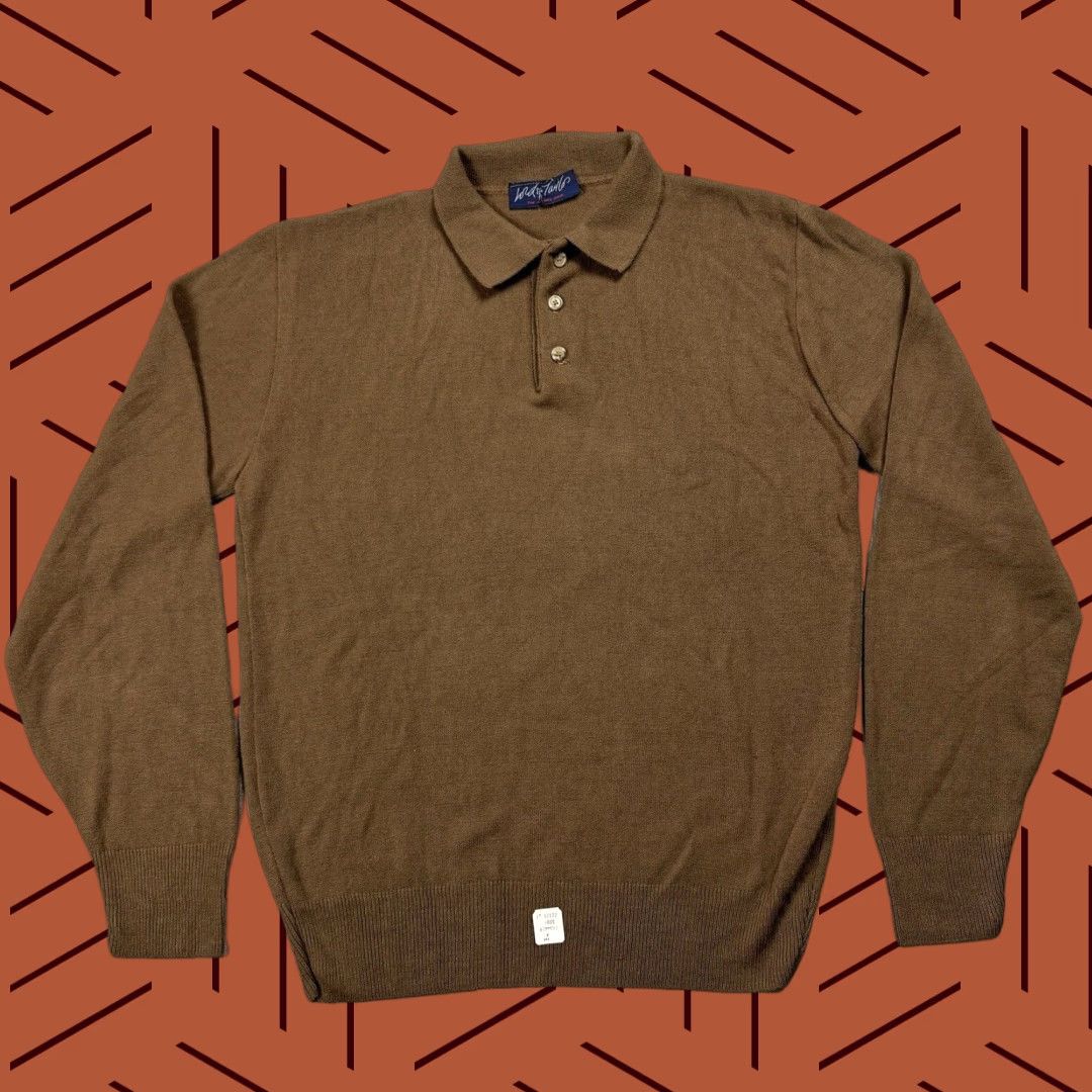 Lord & Taylor VINTAGE LORD & TAYLOR 70s MOD COLLARED POLO SWEATER Long Sleeve Knit Brown Adult Large Size US L / EU 52-54 / 3 - 1 Thumbnail